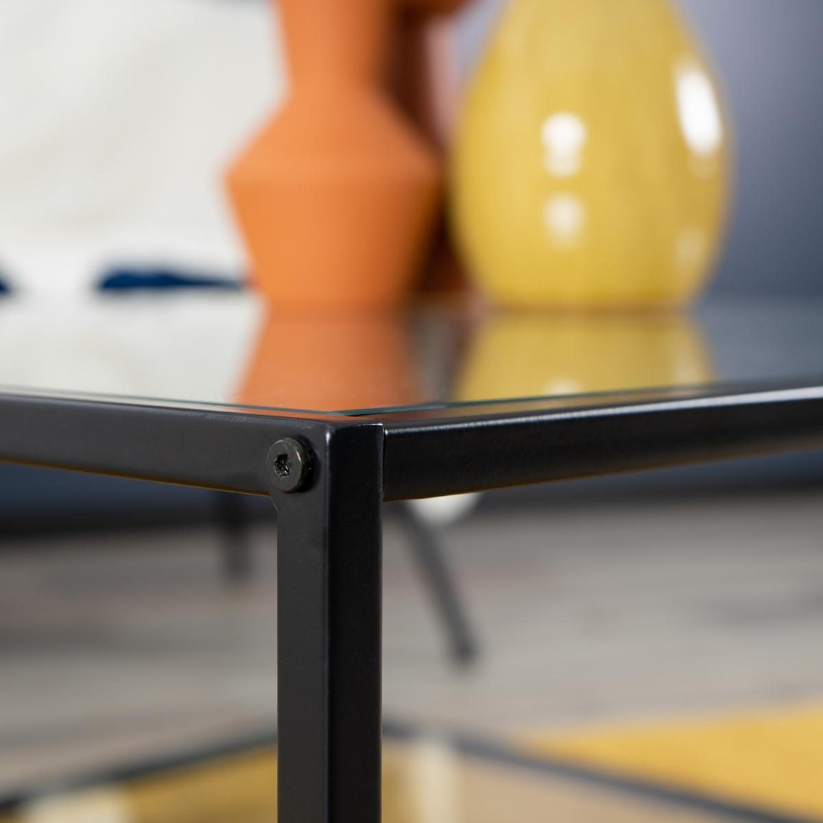 Hudd Square Glass Coffee Table - black / Glass Base – image 6