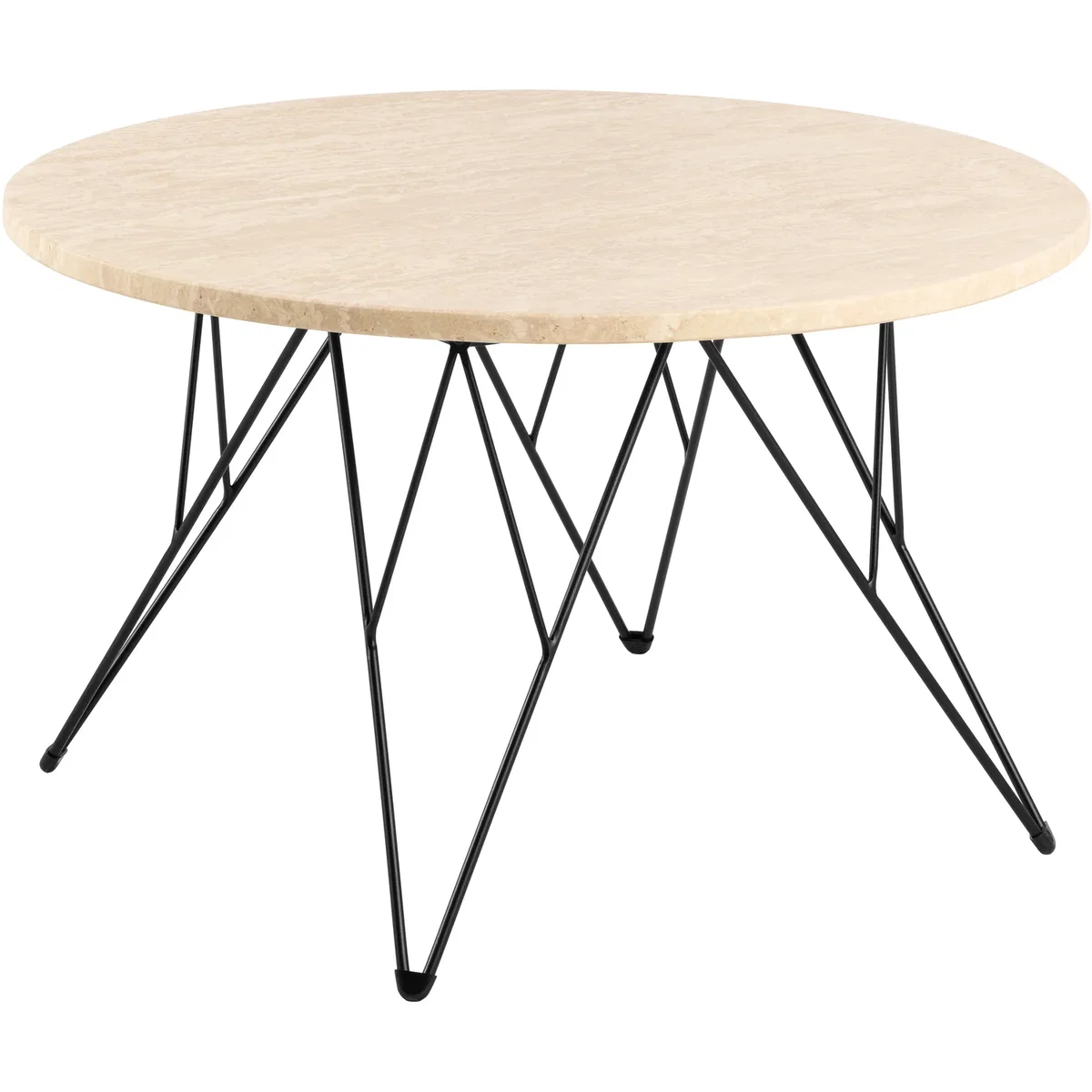 Prunus Round Coffee Table in Matt Beige and Matt Black Coated Steel Base 80x46.4cm - Beige & Black – image 2