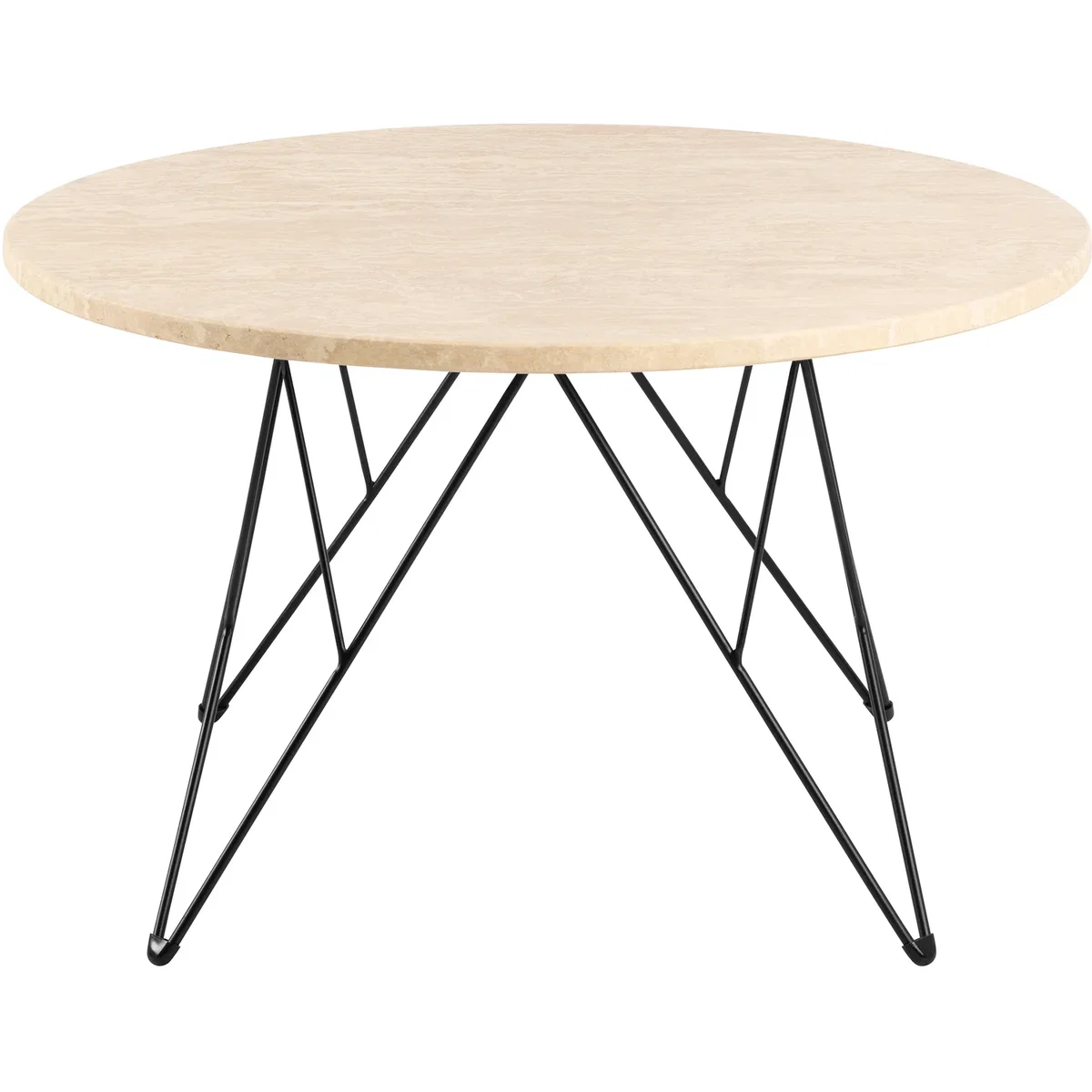 Prunus Round Coffee Table in Matt Beige and Matt Black Coated Steel Base 80x46.4cm - Beige & Black – image 3