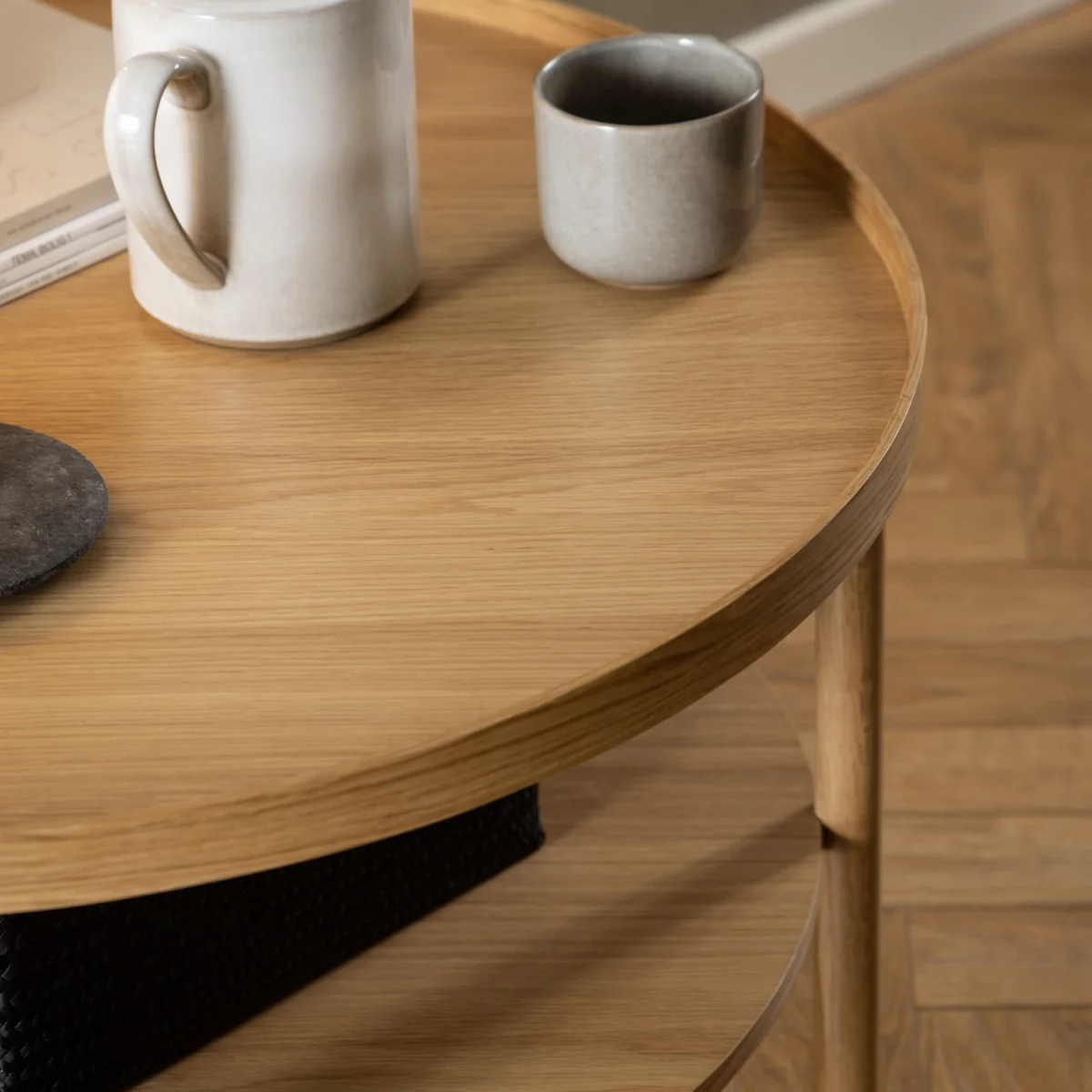Banbury Round Coffee Table in Oak 80x42cm - Oak – image 5