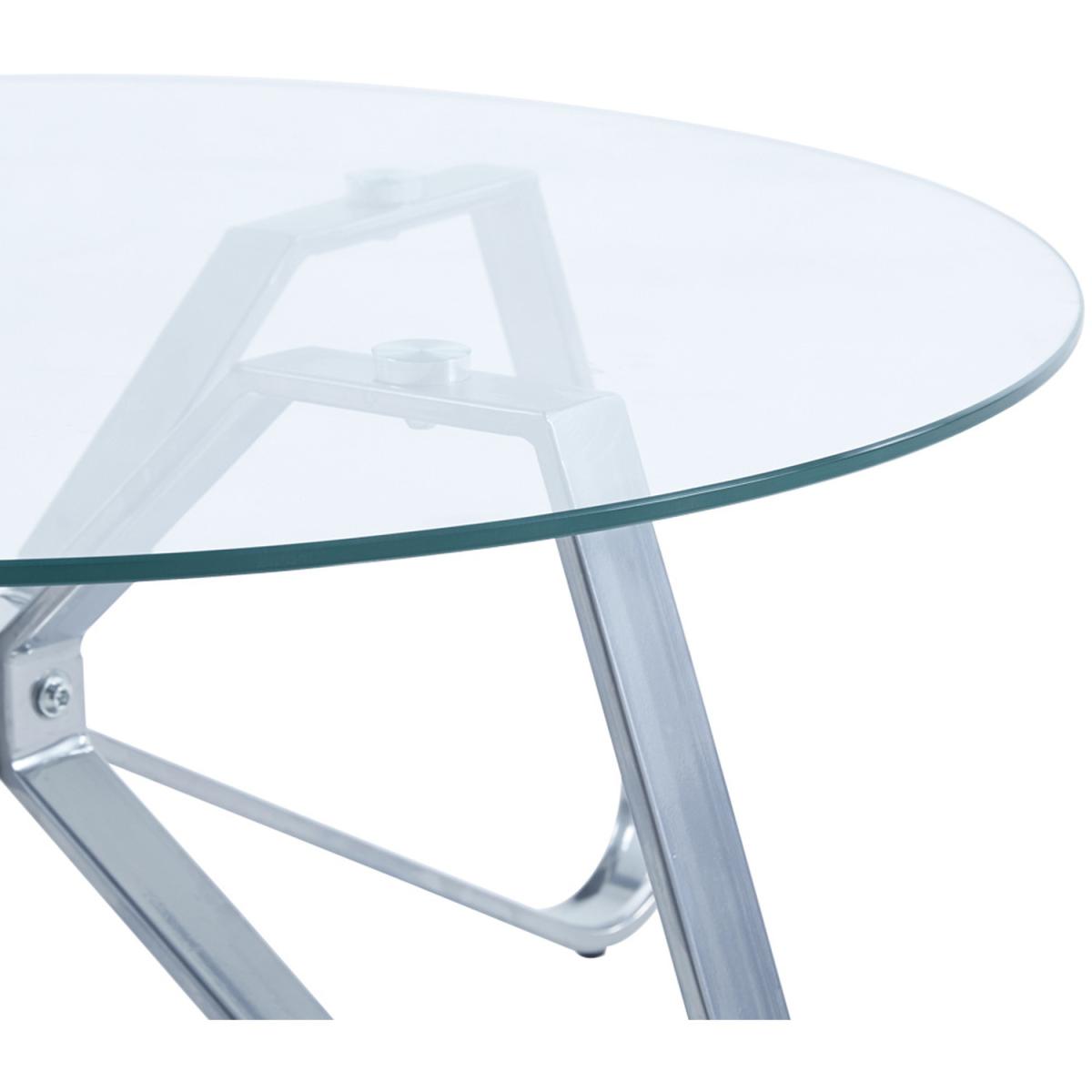 Round Sofa Side Coffe Table With Clear Tempered Glass Angled Legs - Silvery – image 5