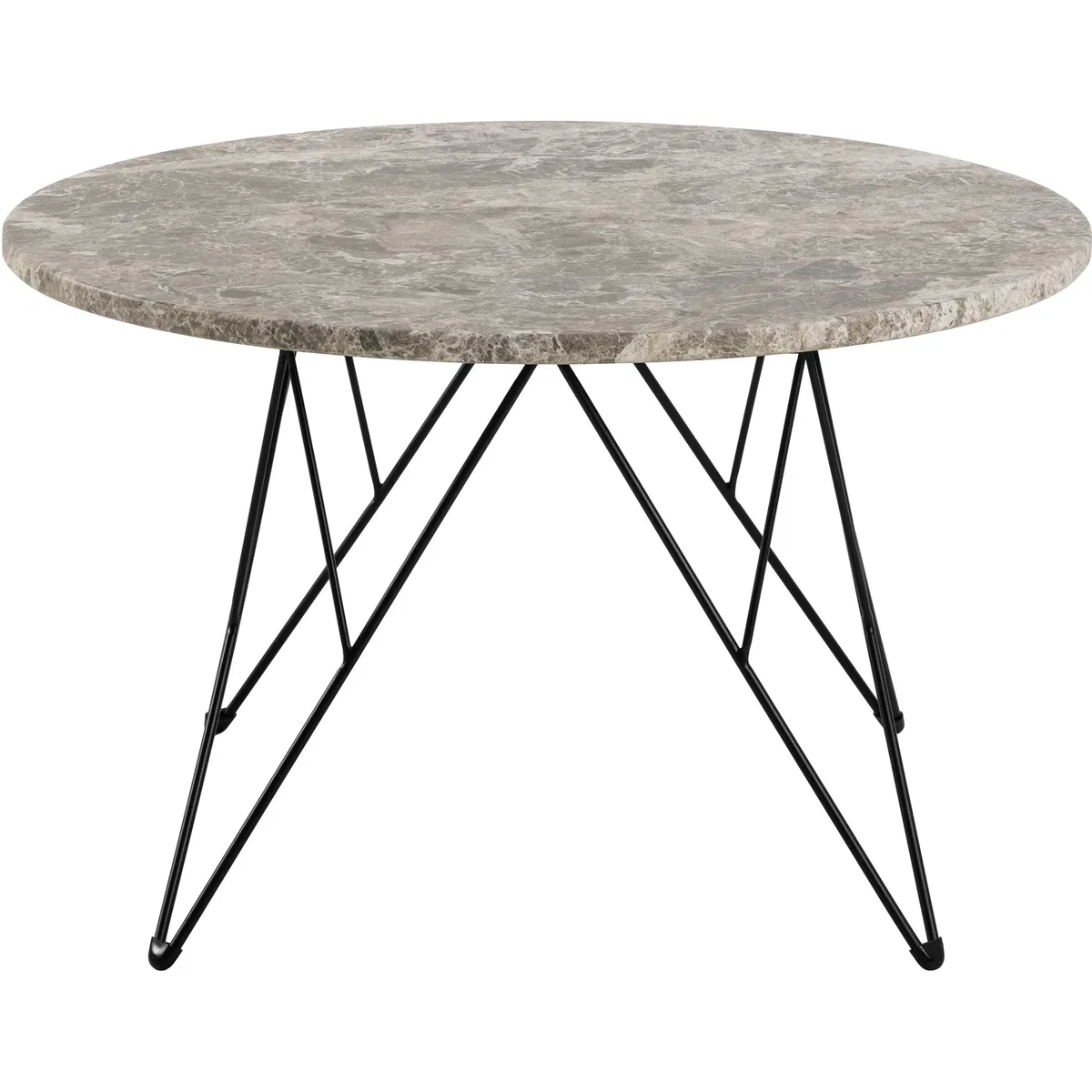 Prunus Round Coffee Table in Brown Marble and Matt Black Coated Steel Base 80x46.4cm - Brown Marble & Black – image 3