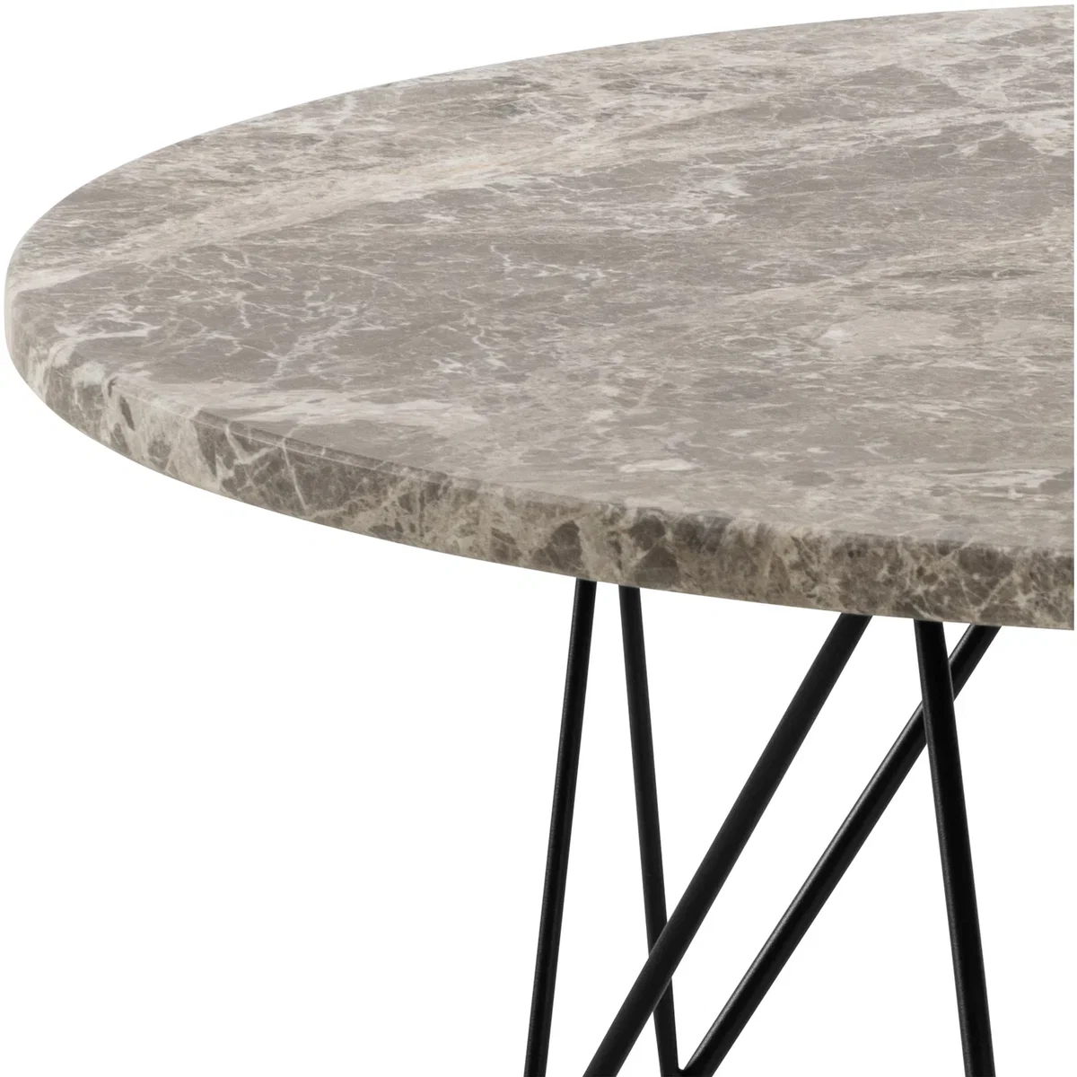 Prunus Round Coffee Table in Brown Marble and Matt Black Coated Steel Base 80x46.4cm - Brown Marble & Black – image 5