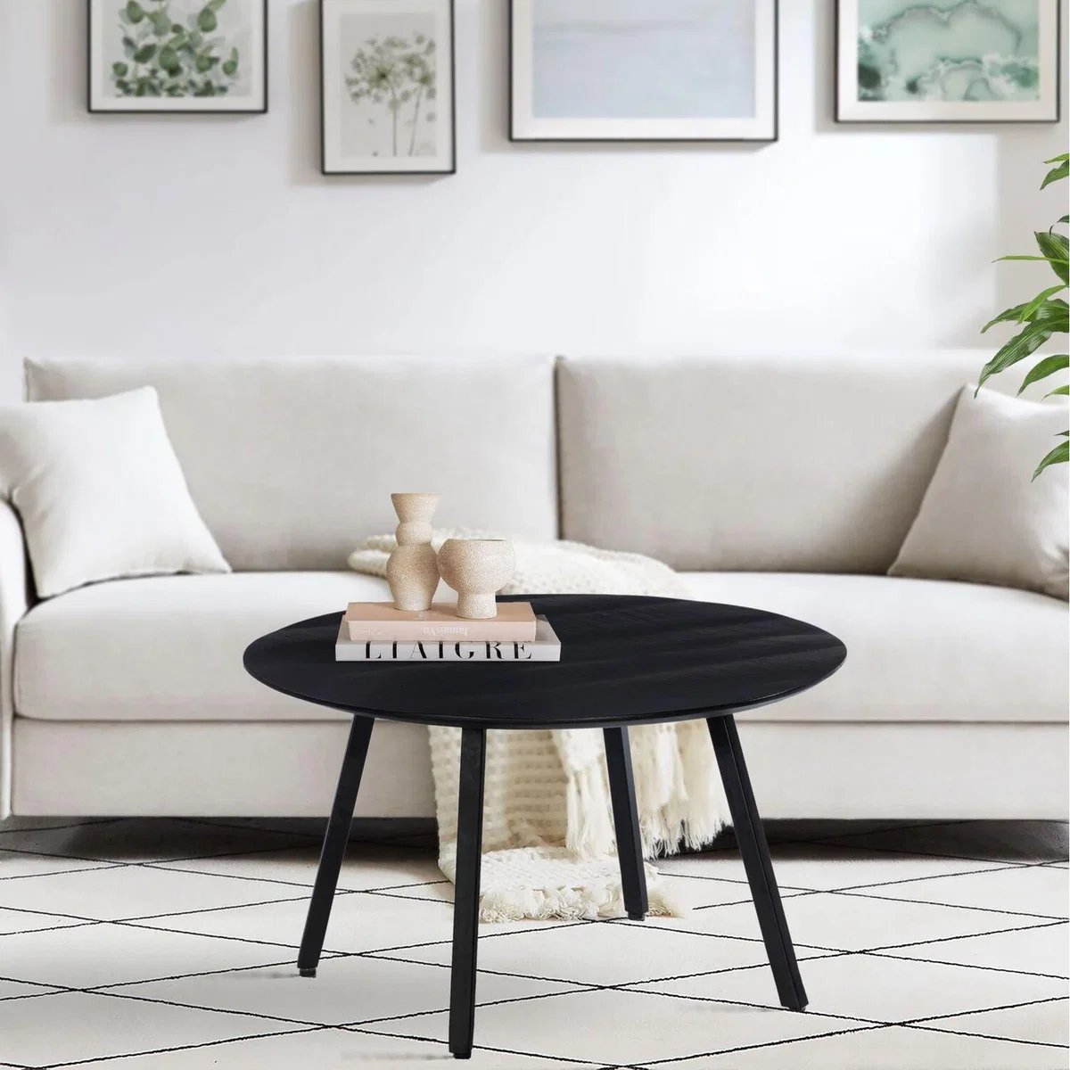 Caribou Mango Wood Round Coffee Table - Black