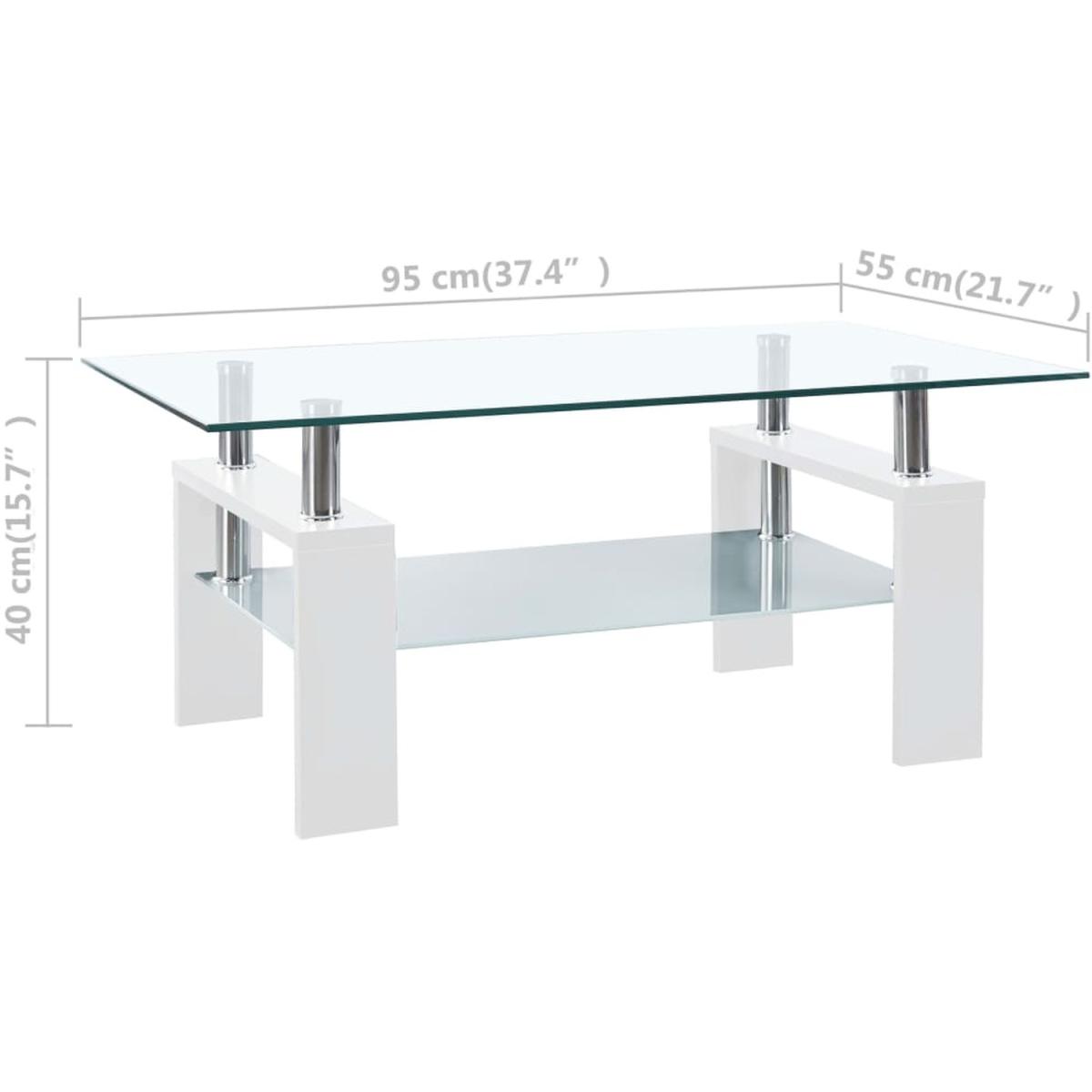 Coffee Table With Glass Top - White and transparent – image 6