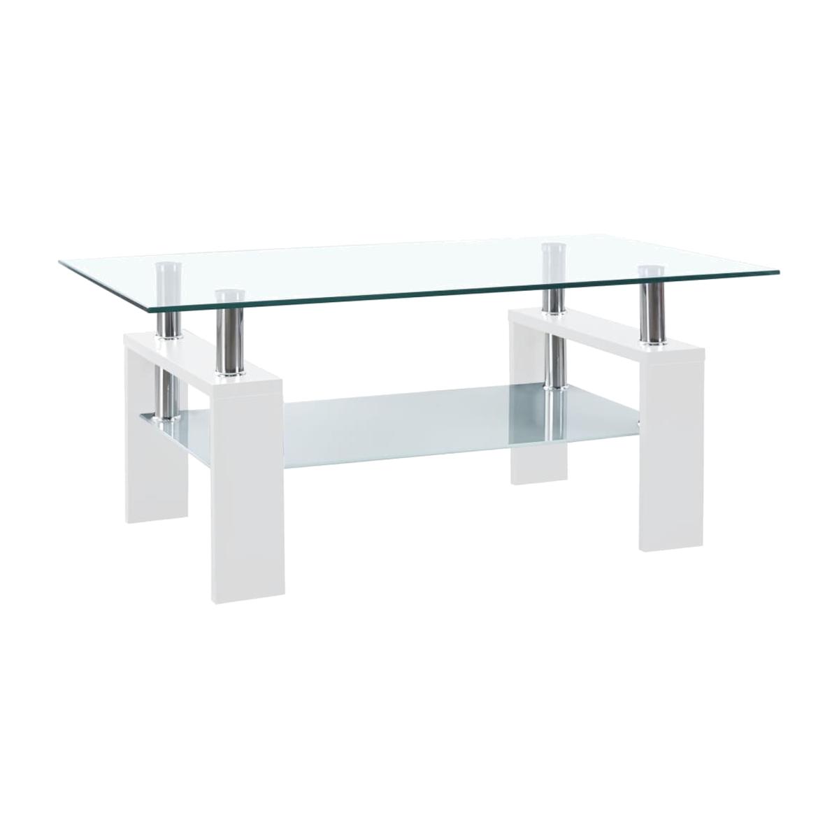 Coffee Table With Glass Top - White and transparent – image 1