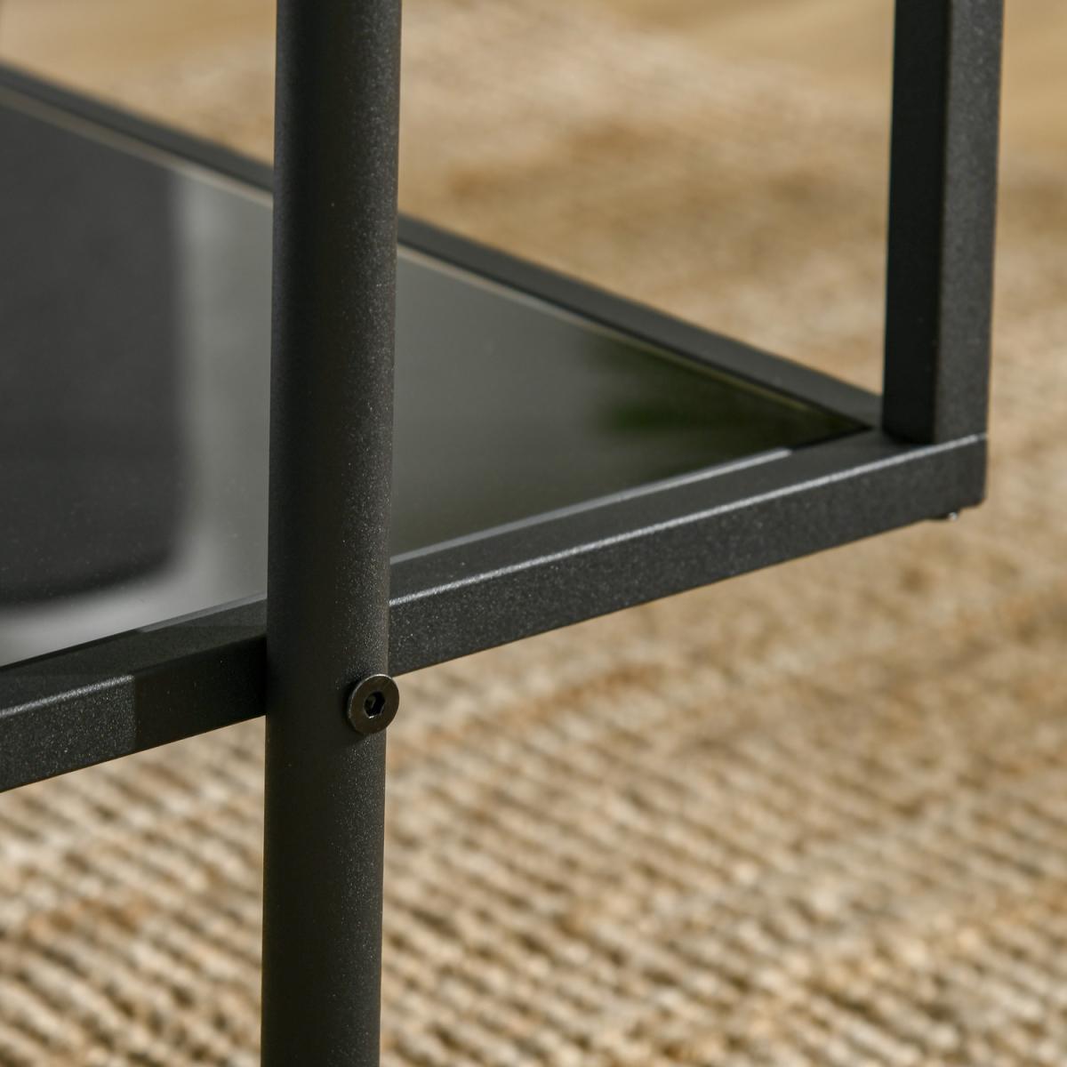Coffee Table with Tempered Glass Top, 2-Tier Storage - Black – image 6