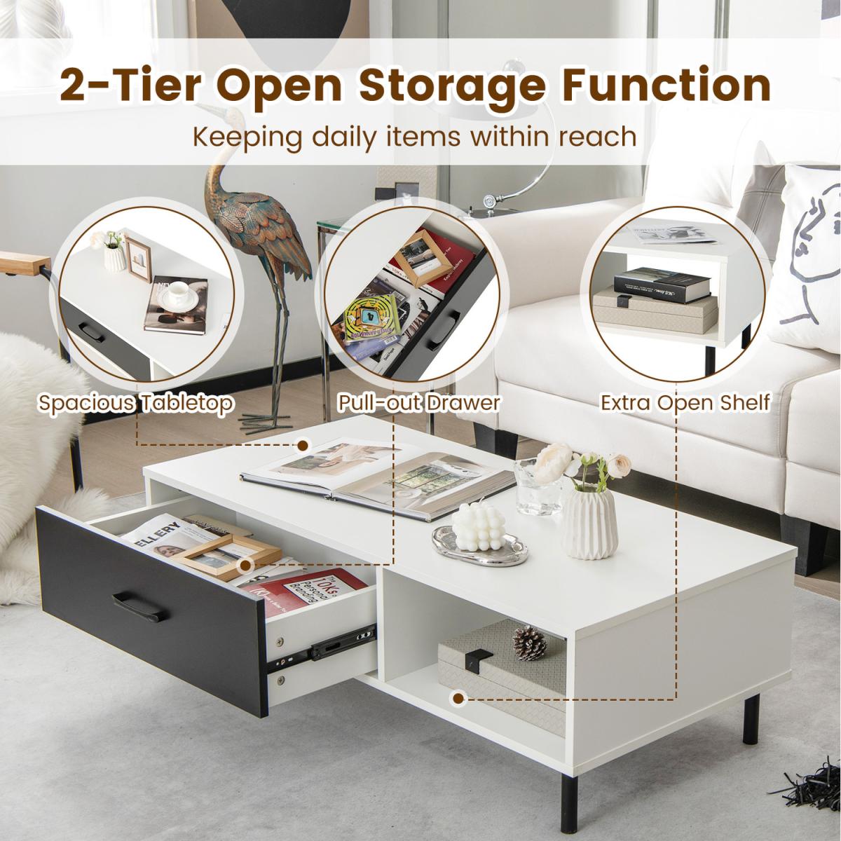 Modern Accent Center Coffee Table  - White – image 3