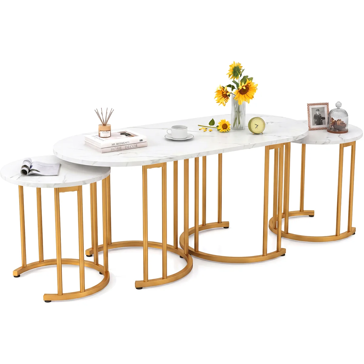 Nesting Coffee Table Set - Gold – image 2