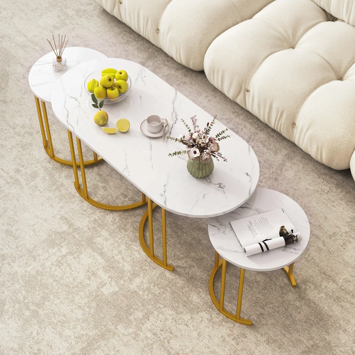 Nesting Coffee Table Set - Gold – image 5