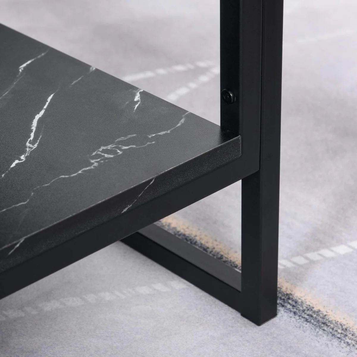 Minaba Black 2-Tier Marble Effect Coffee Table with Bottom Shelf – image 8