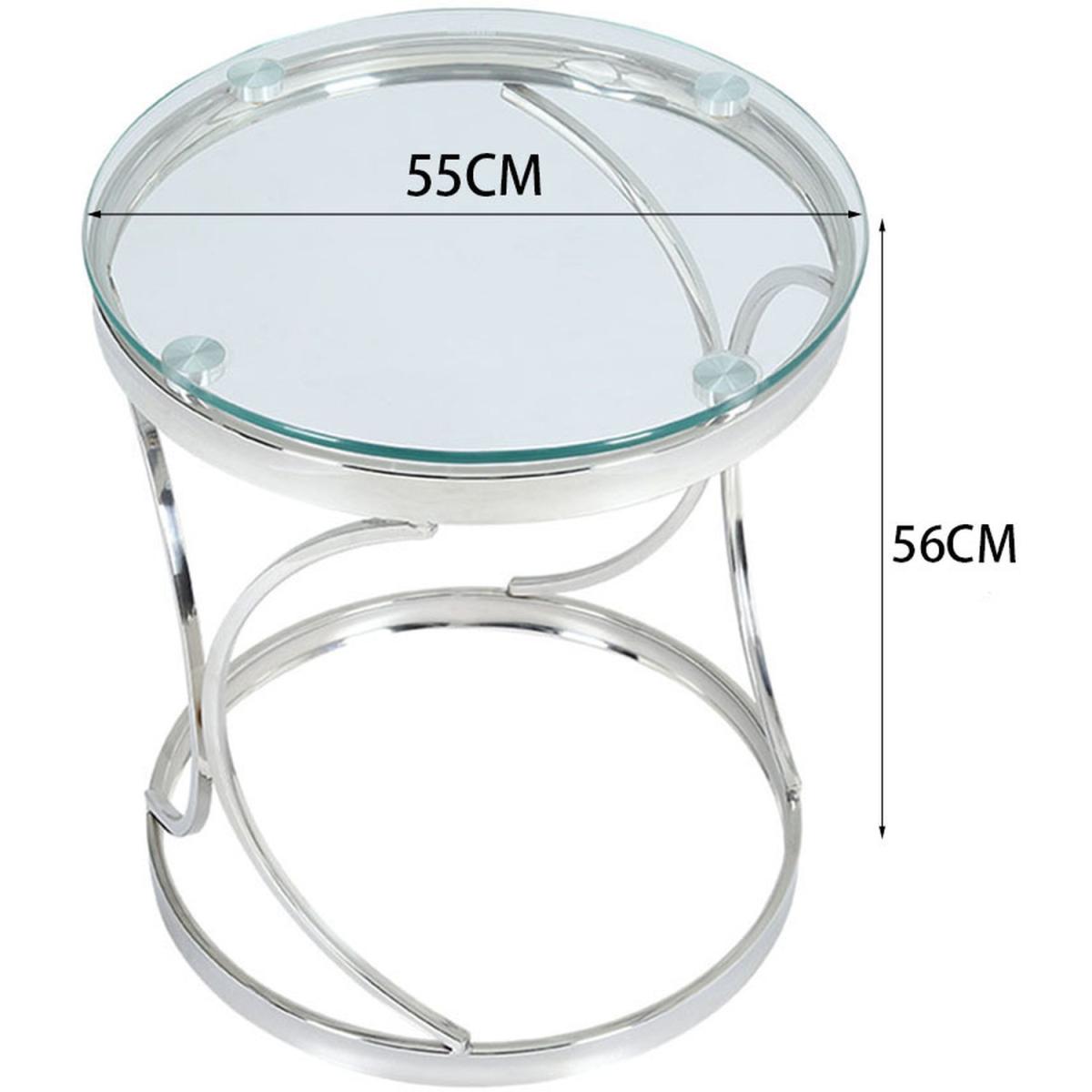 Round Clear Tempered Glass Coffee Table  - Silver – image 4