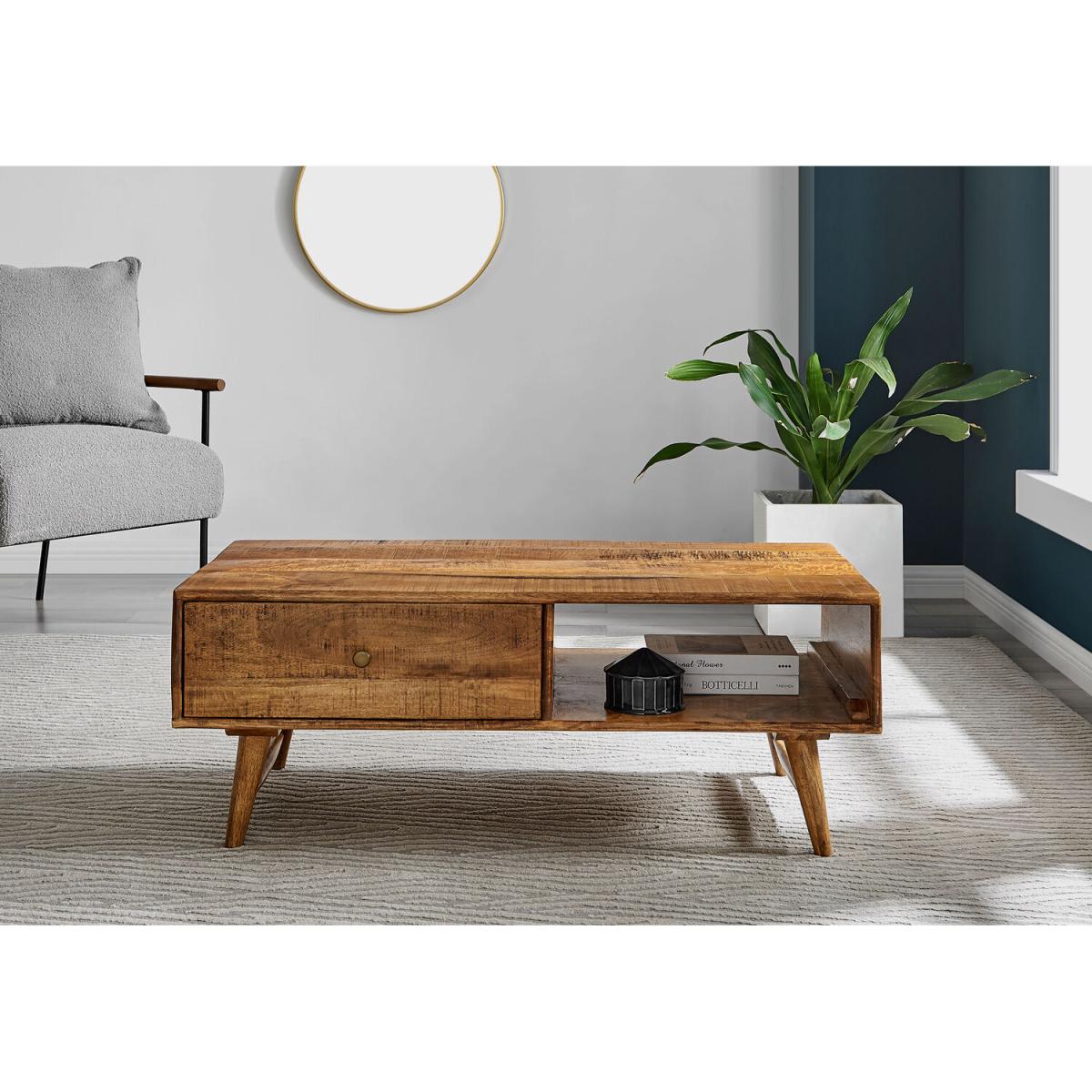 Teo Solid Honey Wood Coffee Table - Honey – image 2