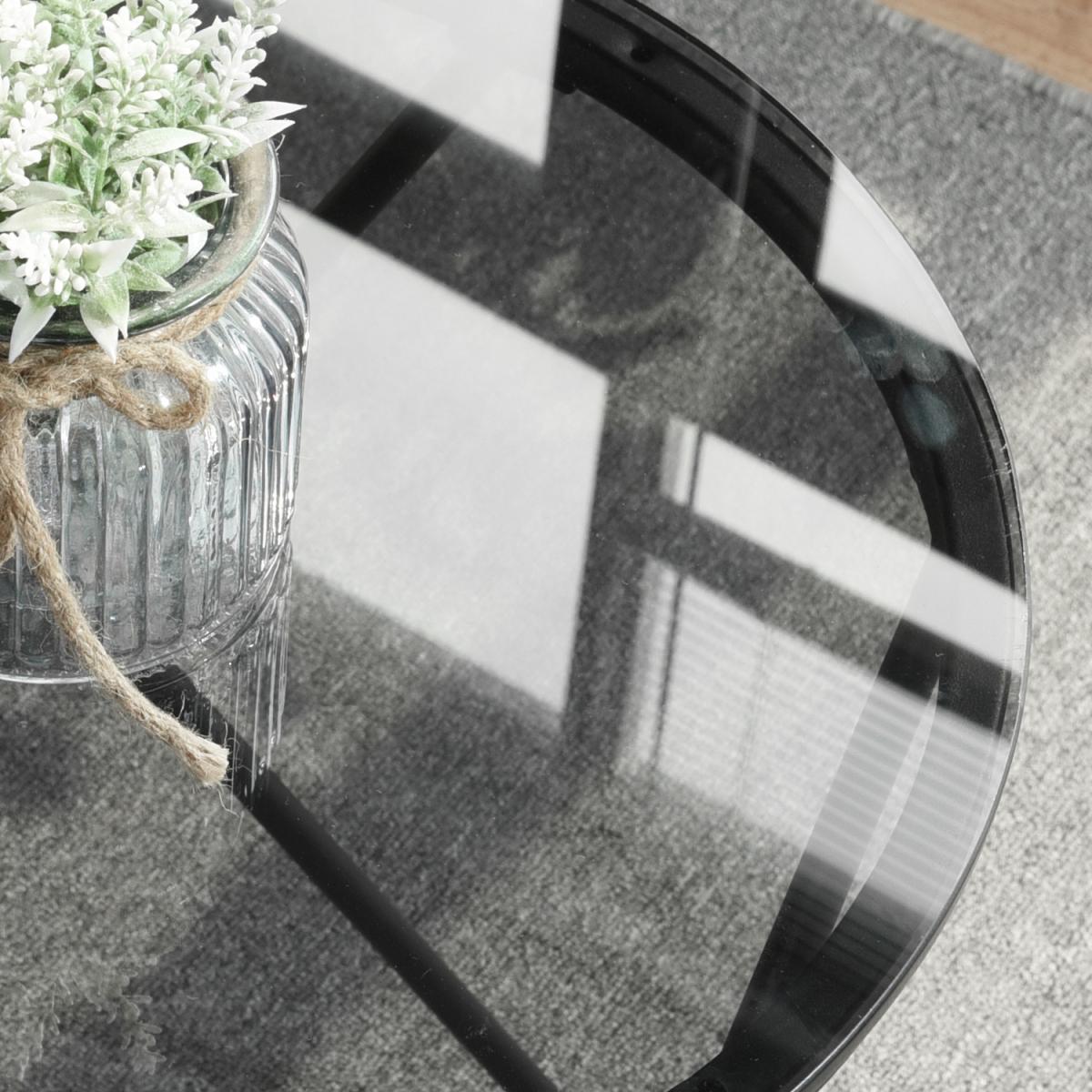 Canales Small Round Glass Top Coffee Table - Black – image 3