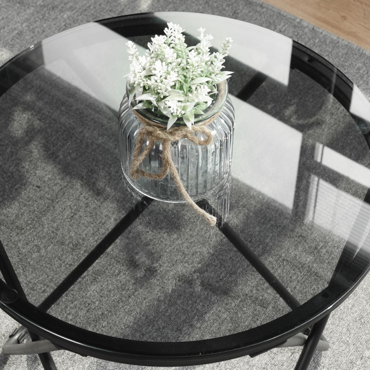 Canales Small Round Glass Top Coffee Table - Black – image 5
