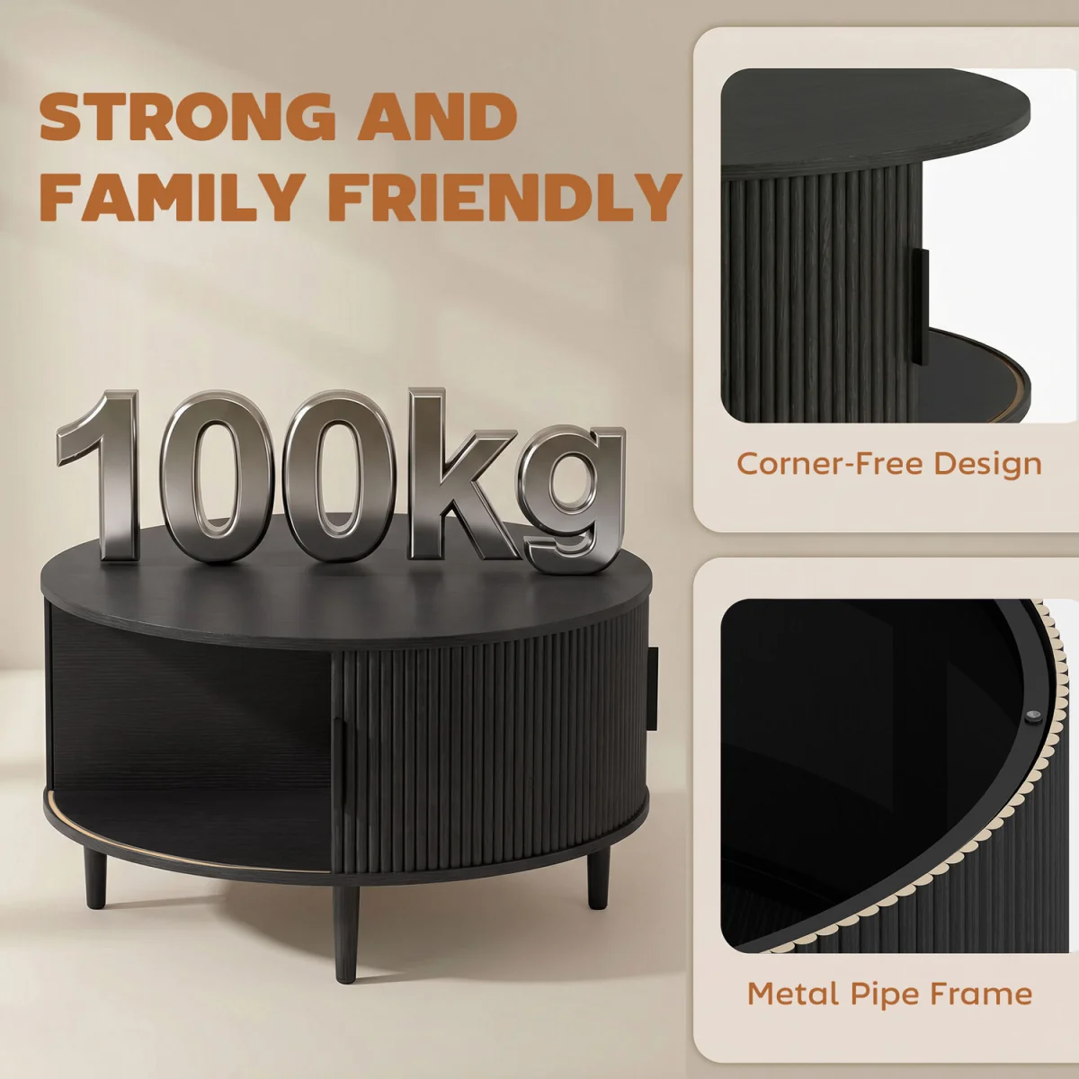 HOMCOM Coffee Table with Lift Top Sliding Door 80 cm Black Wood Effect - Black Wood Effect – image 5
