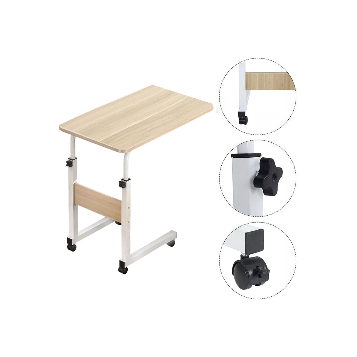 Adjustable Overbed Laptop Table with Wheels - Light Brown