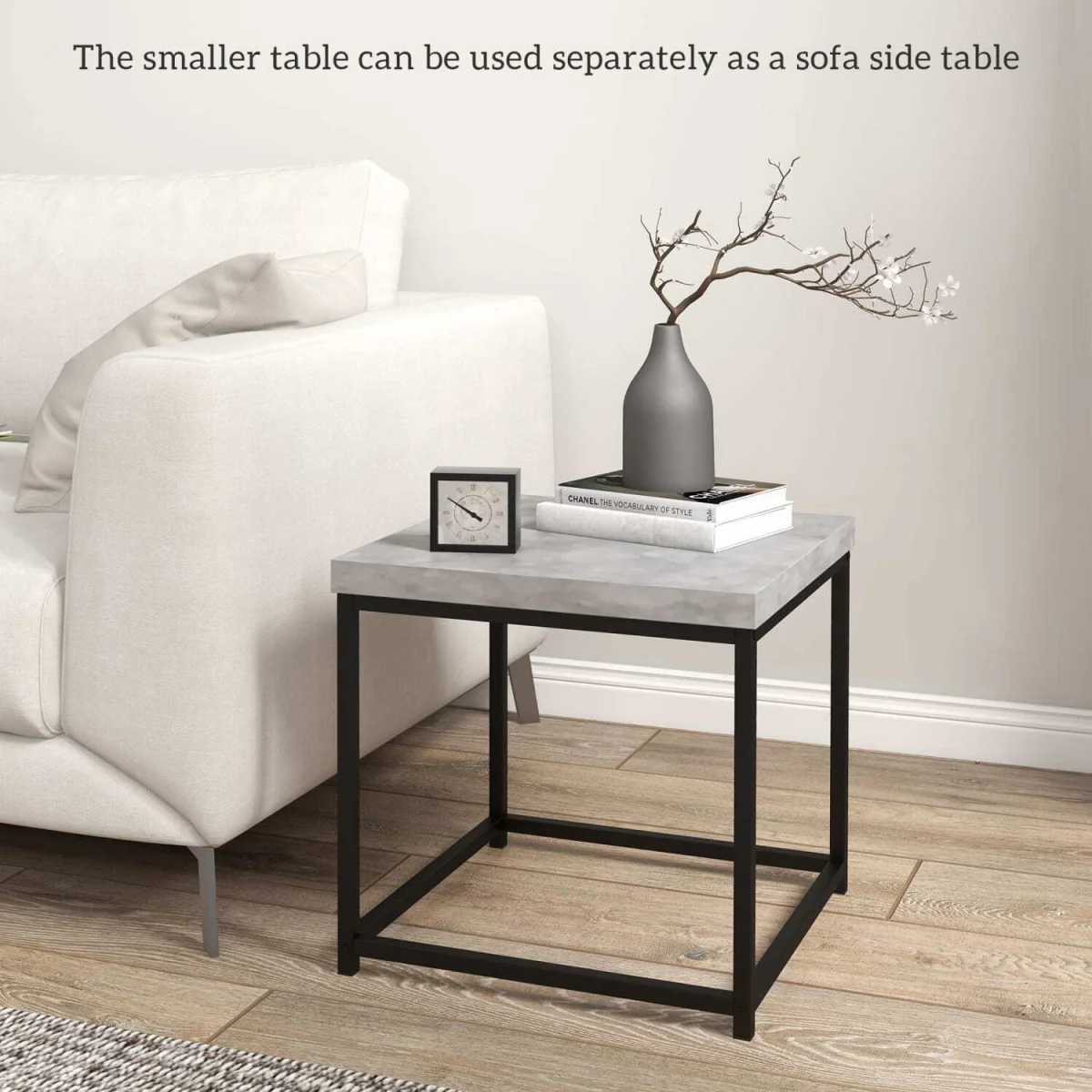 Keco Wooden Grey Set of 2 Nesting Coffee Tables - Thick Tabletops – image 2