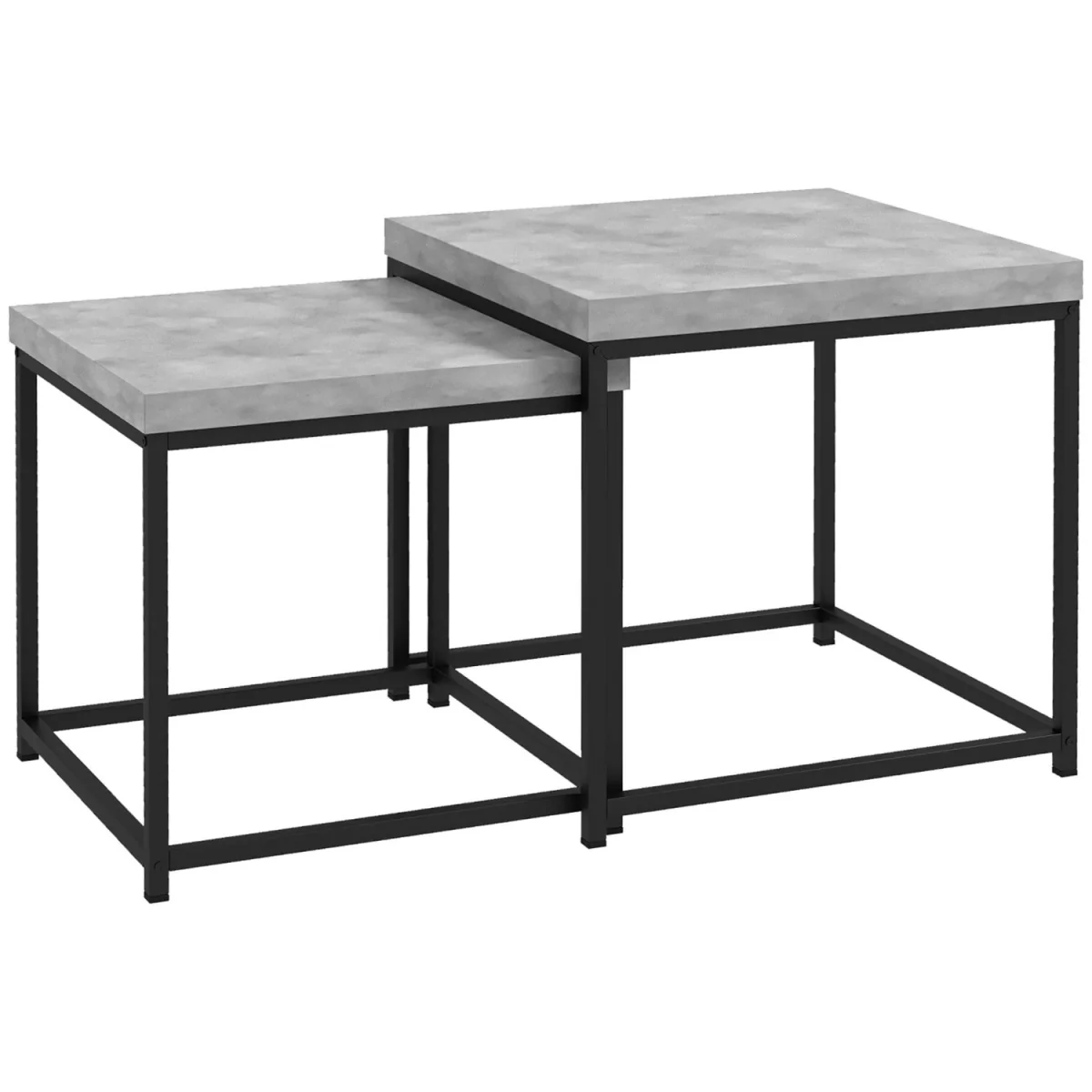 Keco Wooden Grey Set of 2 Nesting Coffee Tables - Thick Tabletops – image 3
