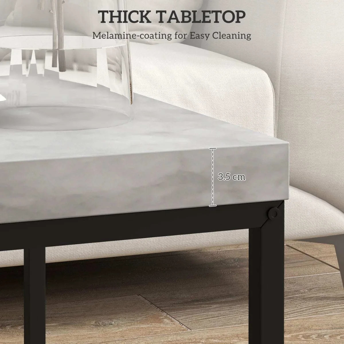 Keco Wooden Grey Set of 2 Nesting Coffee Tables - Thick Tabletops – image 7