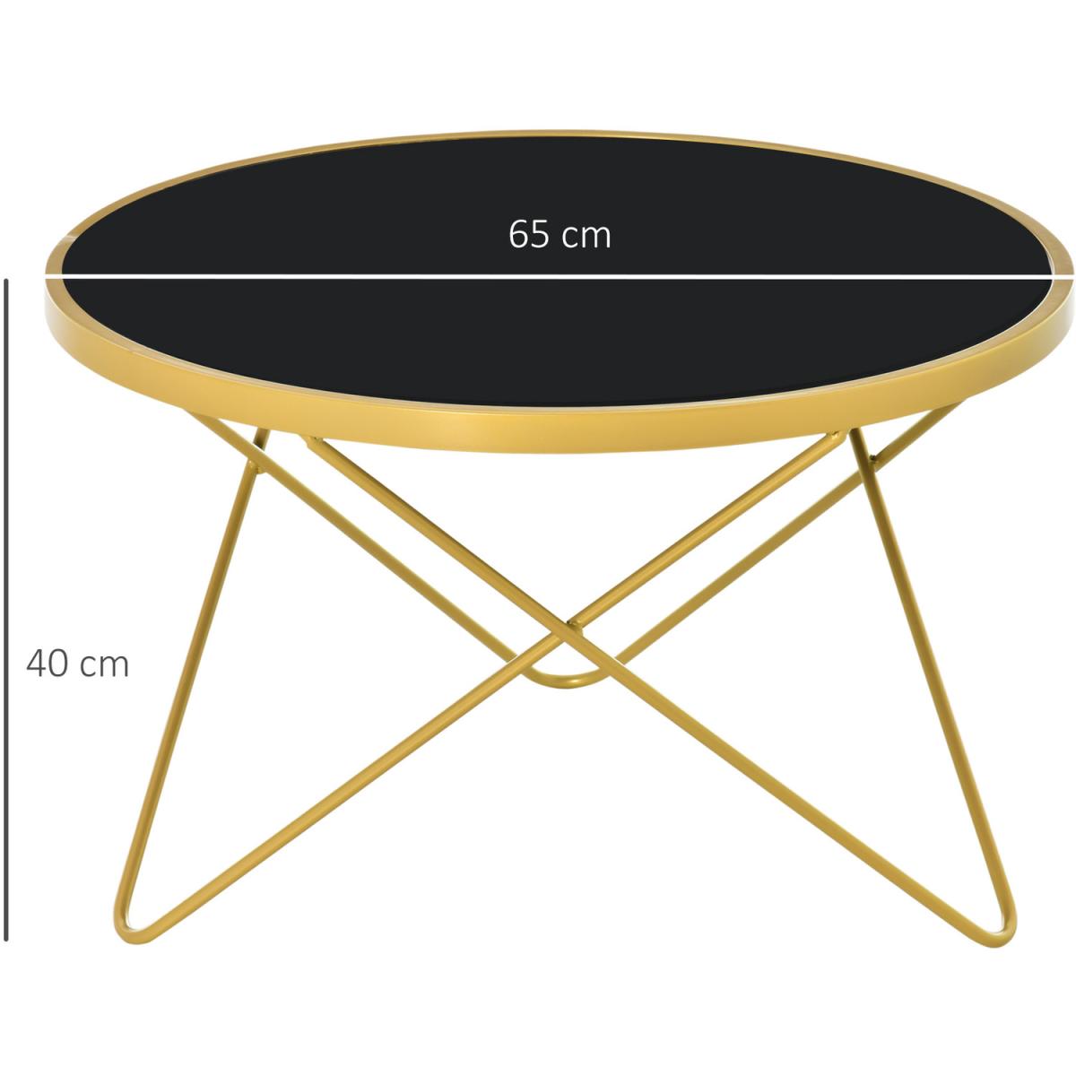 Tempered Glass Coffee Table - Black, Gold / 42.5cm – image 12