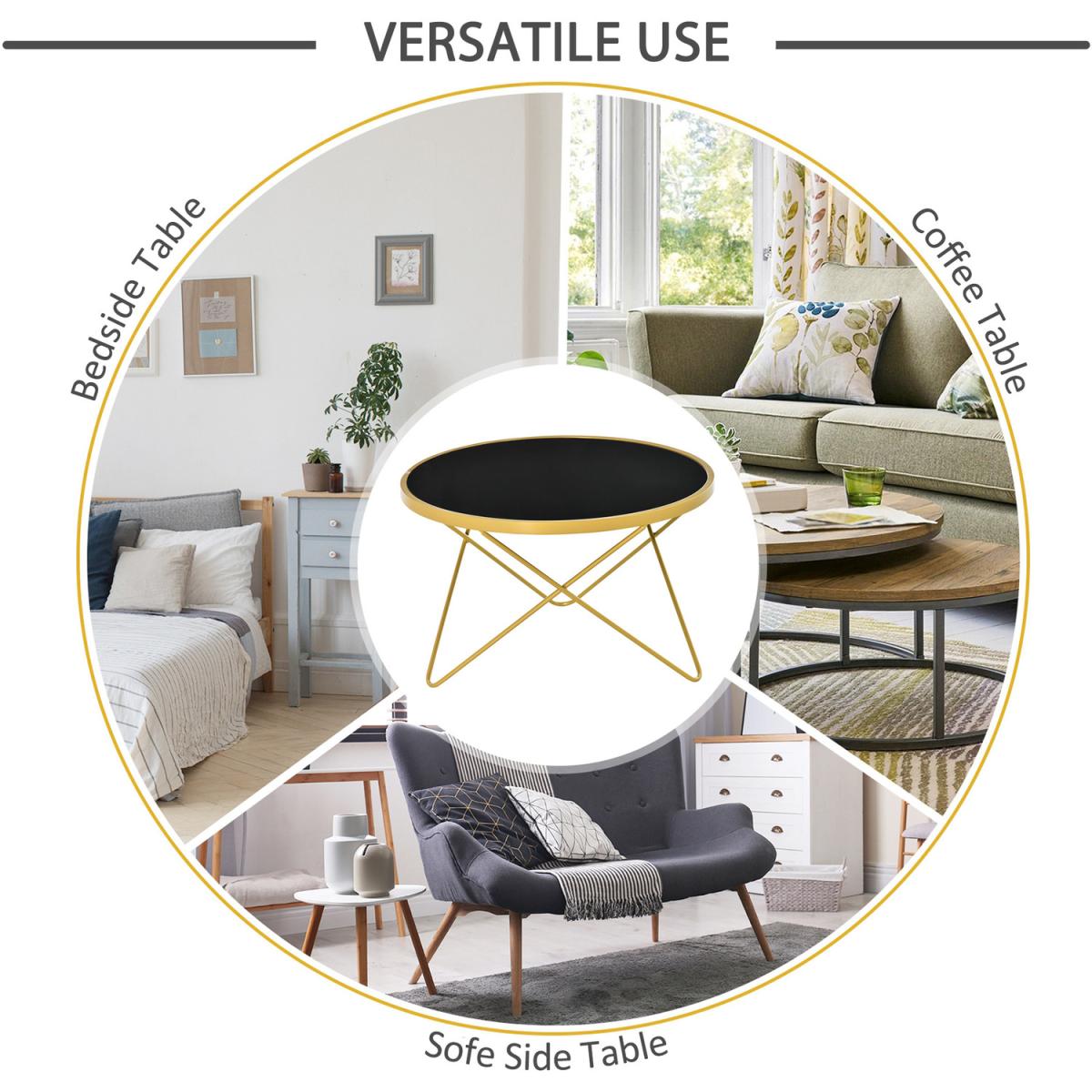 Tempered Glass Coffee Table - Black, Gold / 42.5cm – image 15