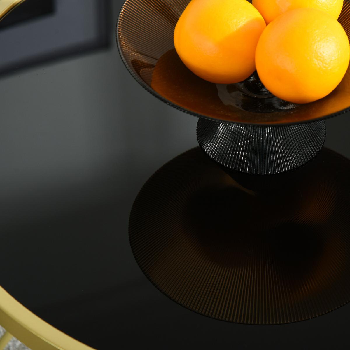 Tempered Glass Coffee Table - Black, Gold / 42.5cm – image 3