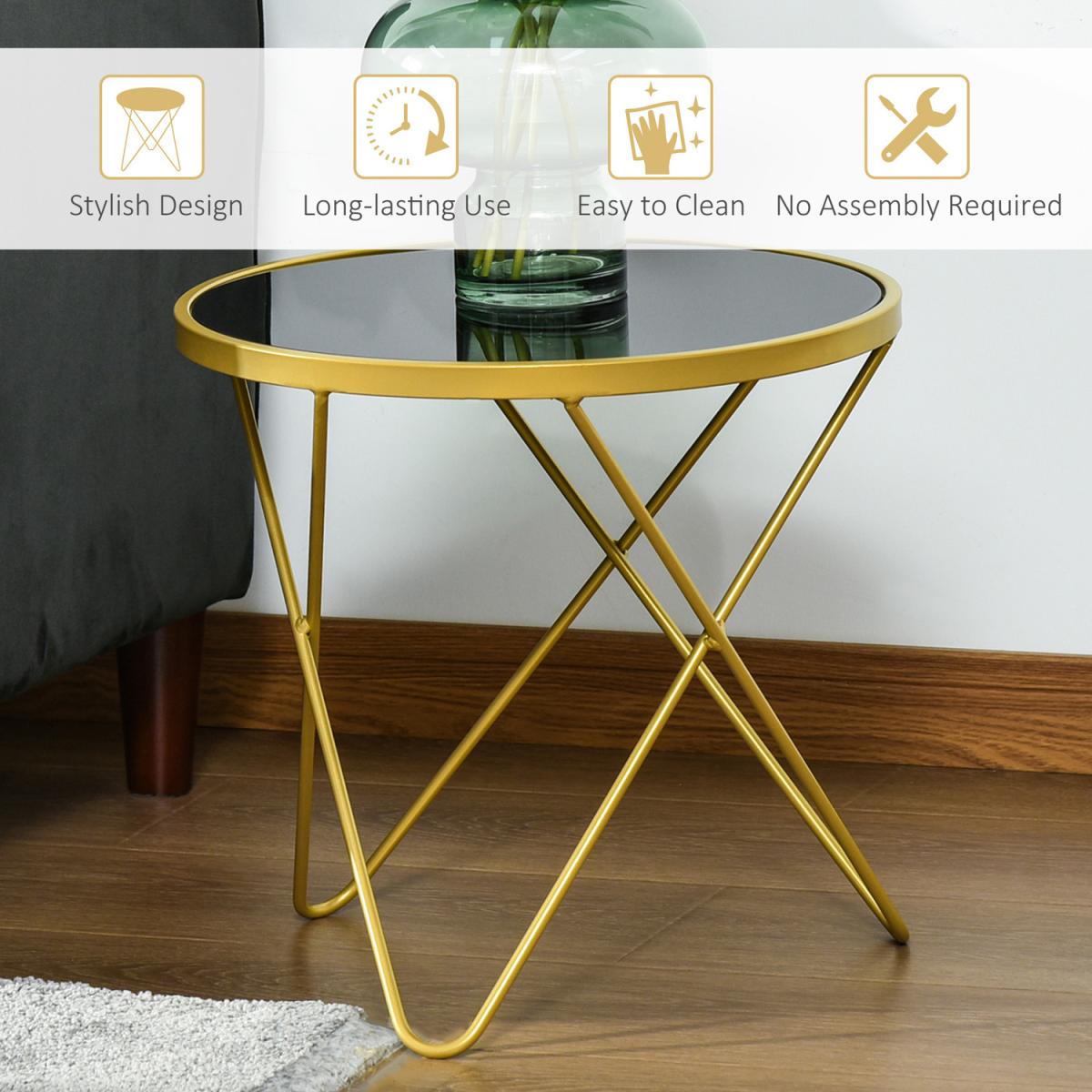 Tempered Glass Coffee Table - Black, Gold / 42.5cm – image 6