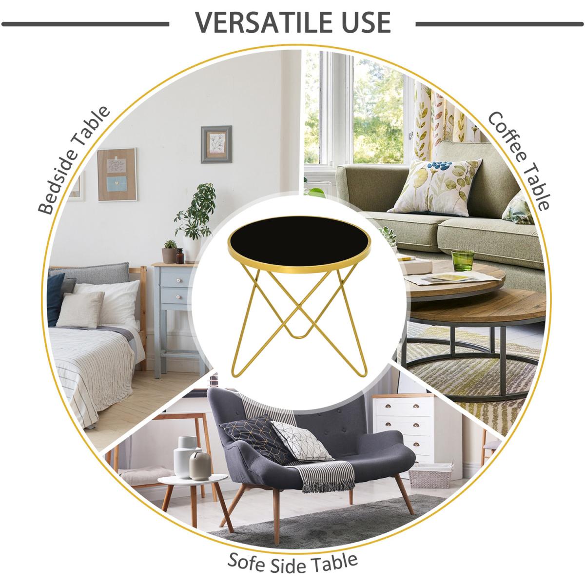 Tempered Glass Coffee Table - Black, Gold / 42.5cm – image 7
