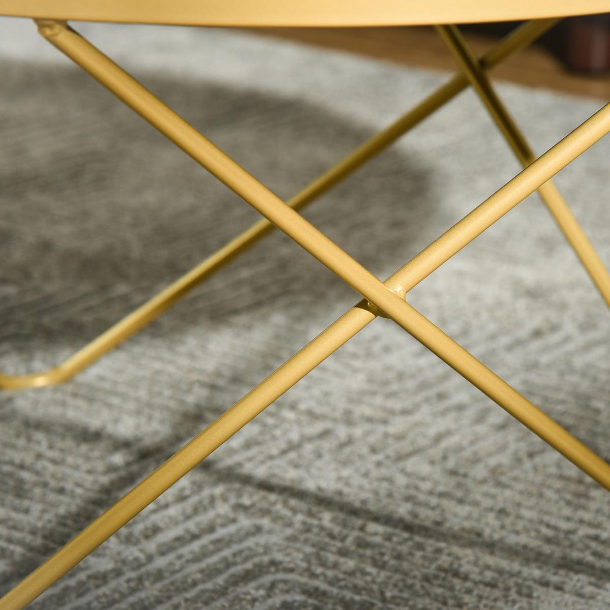 Tempered Glass Coffee Table - Black, Gold / 42.5cm – image 8