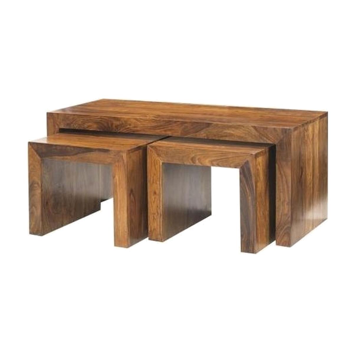 Cube John Long Coffee Table Set - Brown