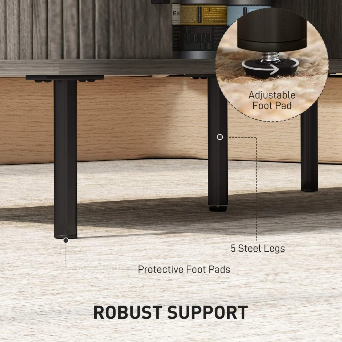 Yocoma Grey Wood-Effect Rectangular Coffee Table with Tambour Doors – image 3