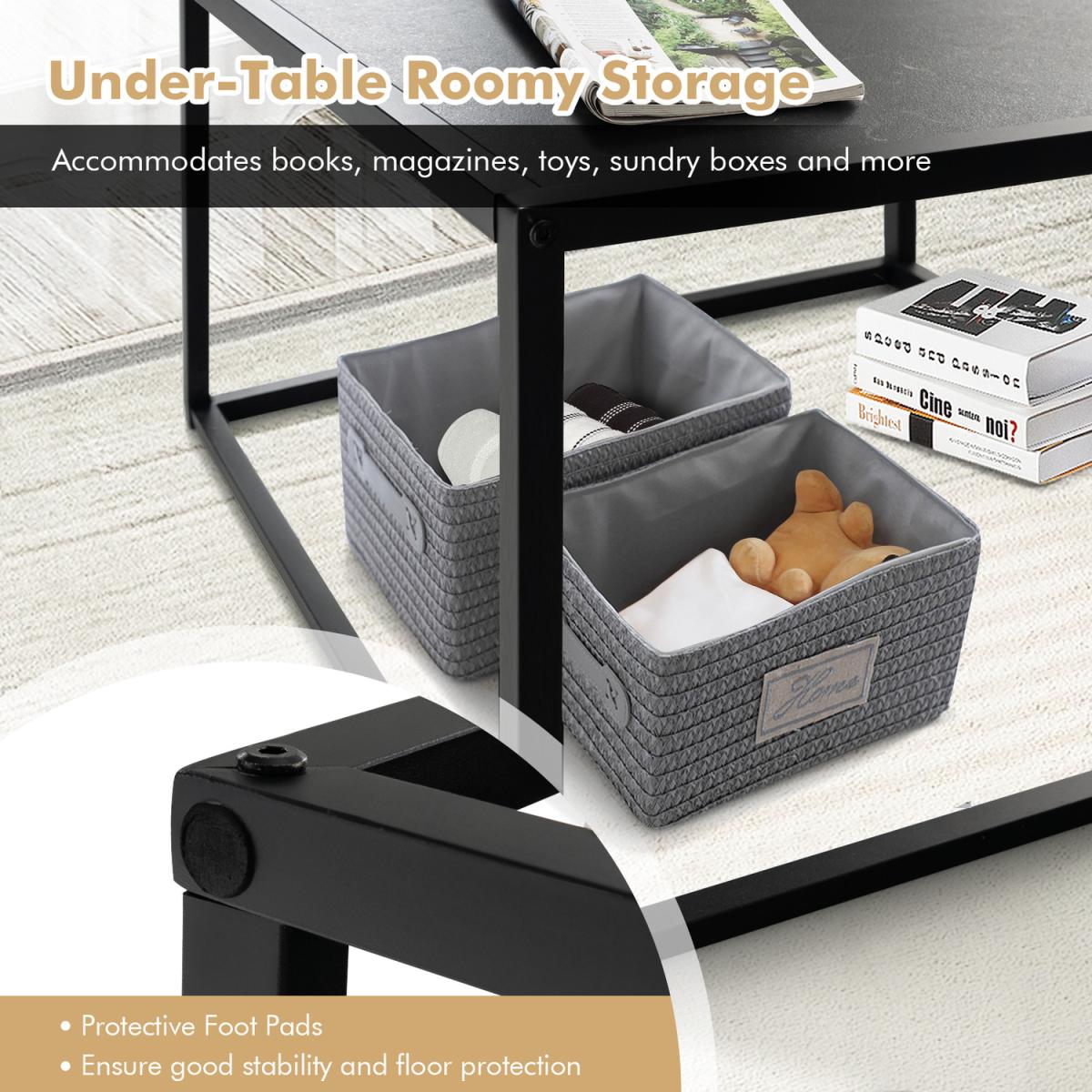Costway Modern Square Coffee Table Center Cocktail Table - Black – image 6