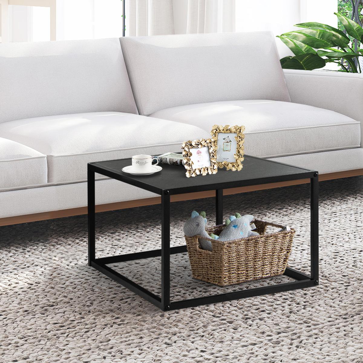 Costway Modern Square Coffee Table Center Cocktail Table - Black – image 7