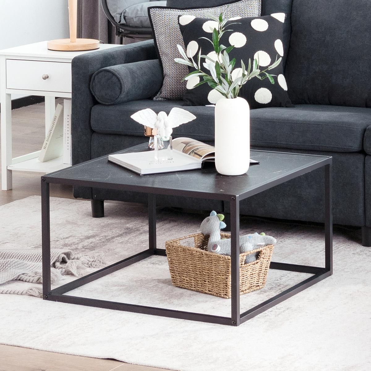 Costway Modern Square Coffee Table Center Cocktail Table - Black – image 8