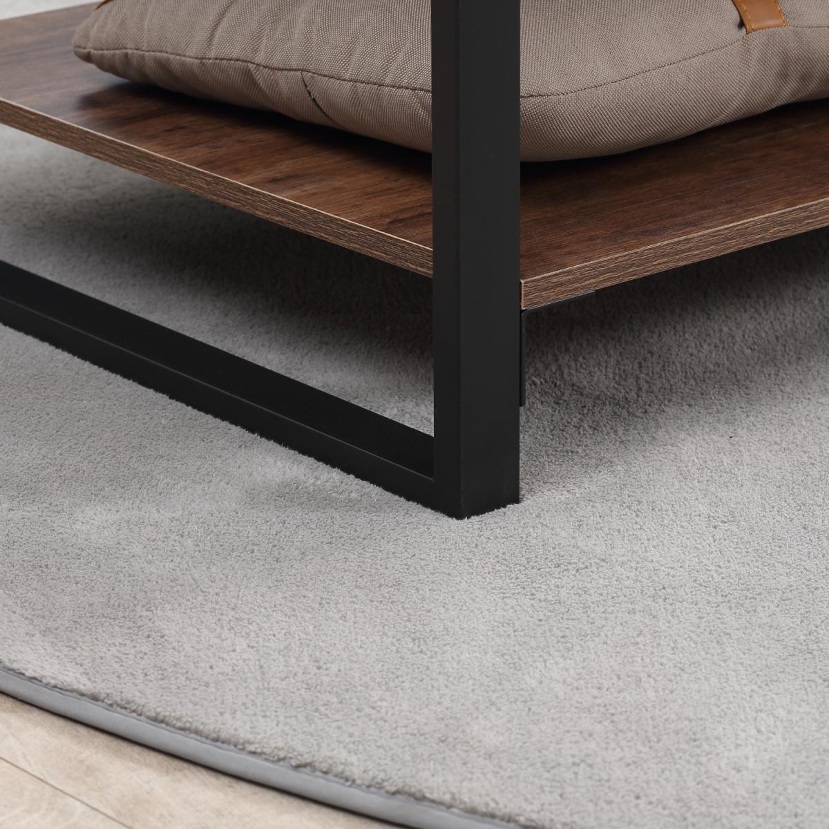 Coffee Table with Storage Shelf, Cocktail Table with Steel Frame - Brown – image 3