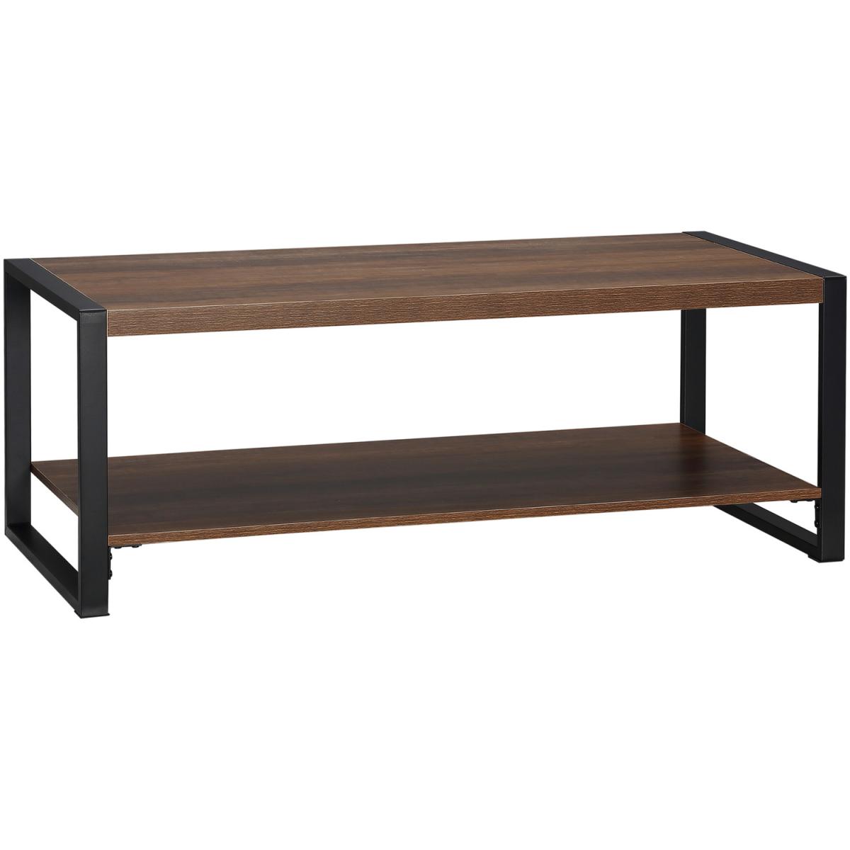 Coffee Table with Storage Shelf, Cocktail Table with Steel Frame - Brown – image 4