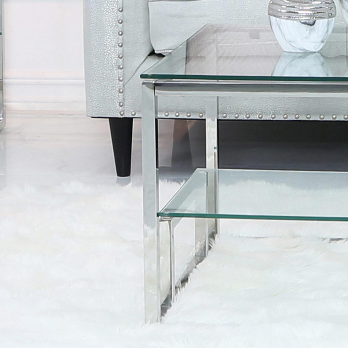Clear Glass Coffee Table, Centre Table - Silver – image 5
