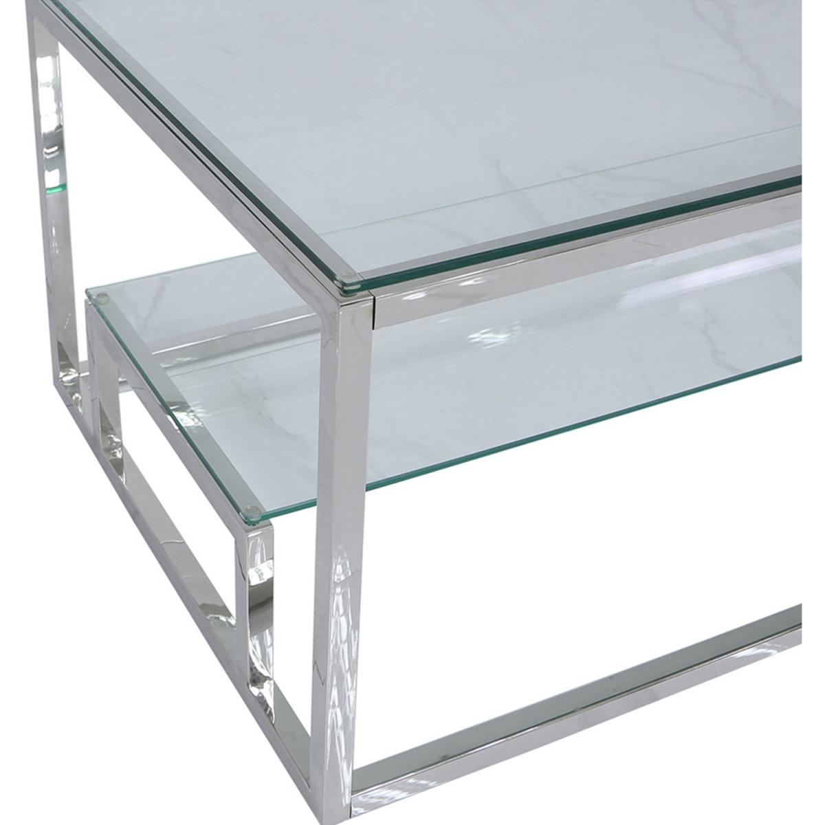 Clear Glass Coffee Table, Centre Table - Silver – image 6
