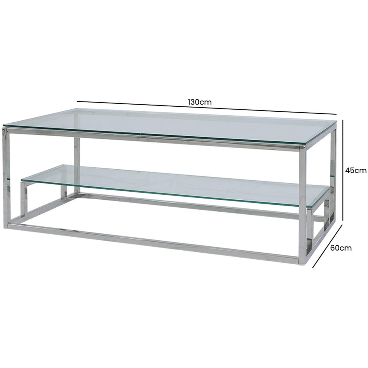 Clear Glass Coffee Table, Centre Table - Silver – image 7
