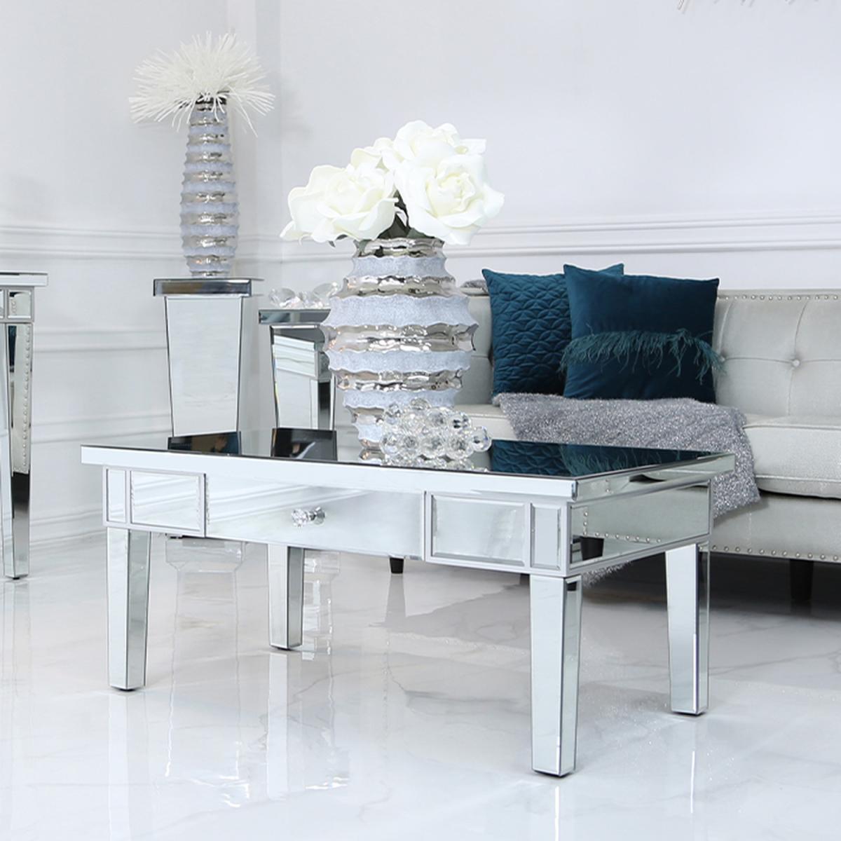 Mirrored Coffee Table - Silver – image 2