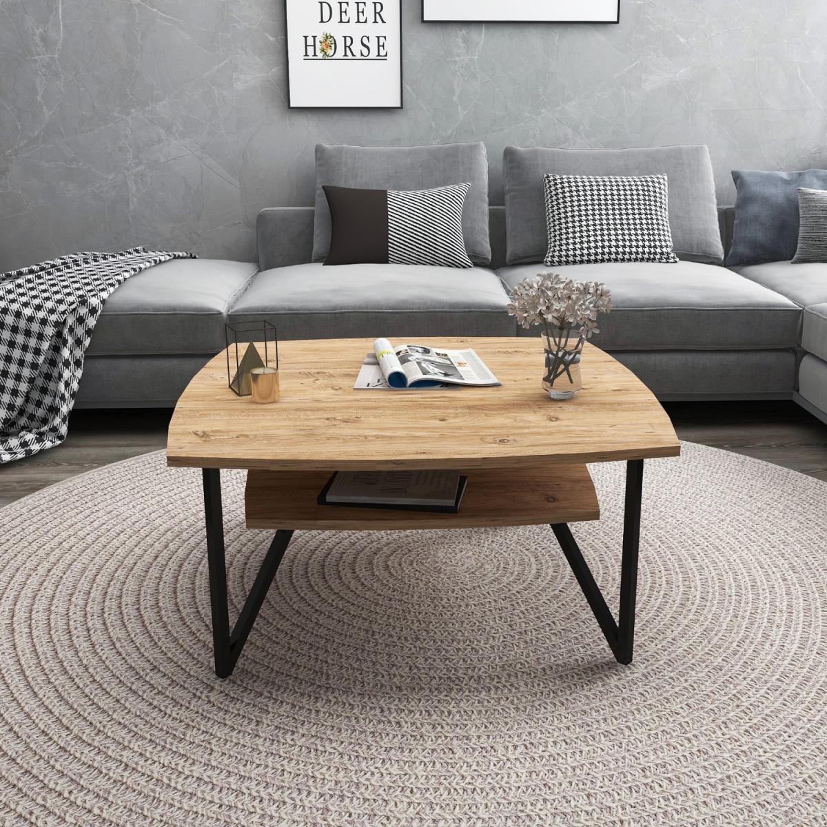 Orion 90 Coffee Table with Storage Shelf - Atlantic Pine – image 2