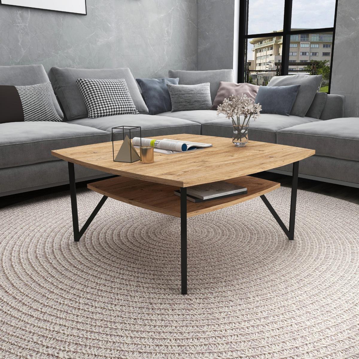 Orion 90 Coffee Table with Storage Shelf - Atlantic Pine – image 3