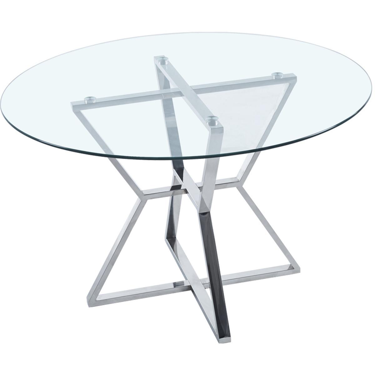 Round Tempered Glass Coffee Table With Chromed Crossed Legs Home furniture - Silvery – image 2