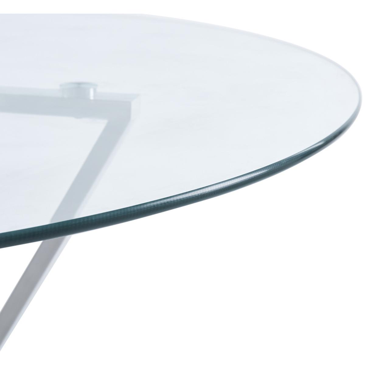 Round Tempered Glass Coffee Table With Chromed Crossed Legs Home furniture - Silvery – image 5