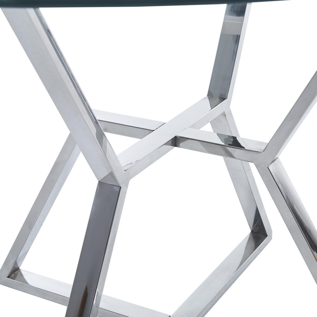 Round Tempered Glass Coffee Table With Chromed Crossed Legs Home furniture - Silvery – image 6