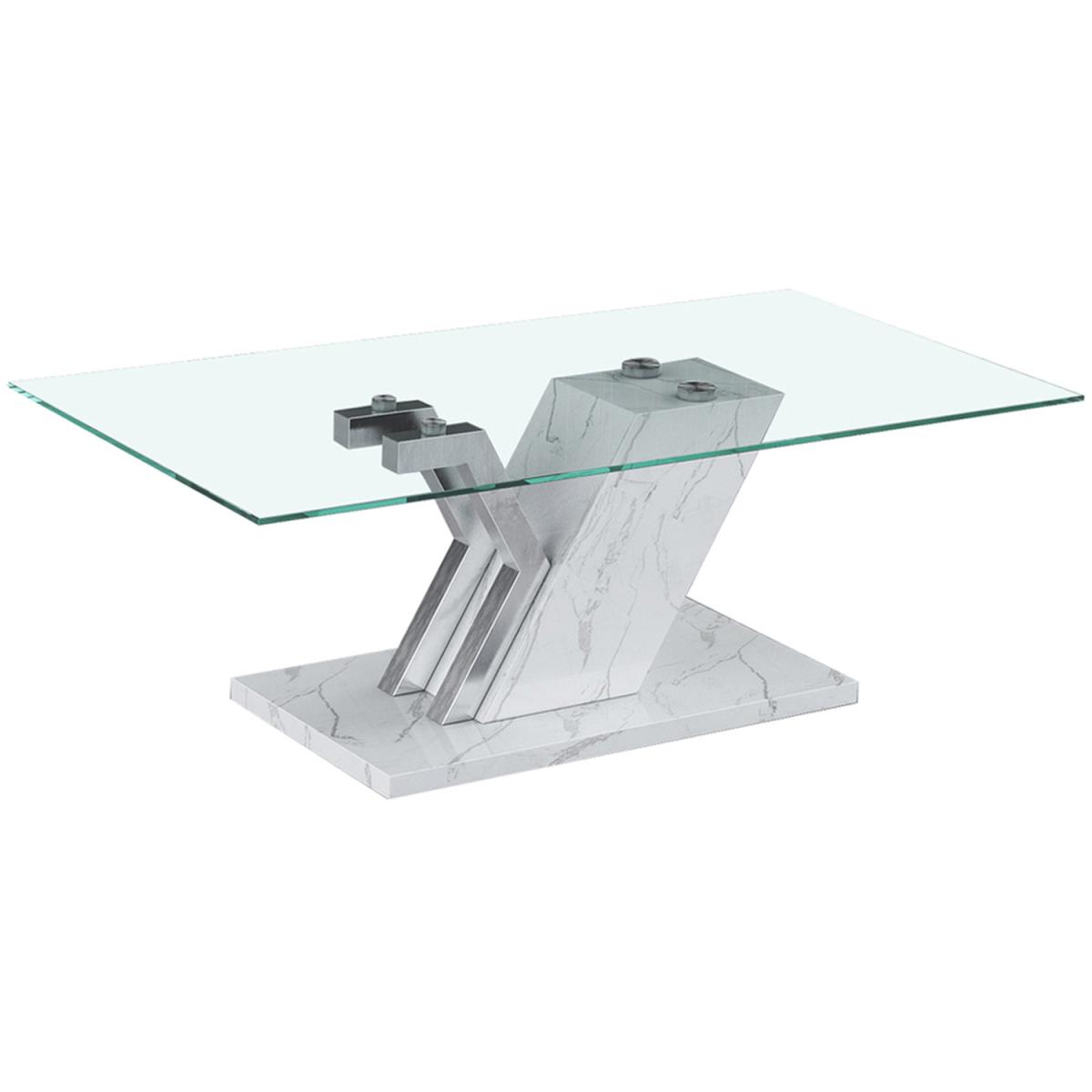 Coffee Table for Living Room Furniture, Glass top Centre Table - white – image 3