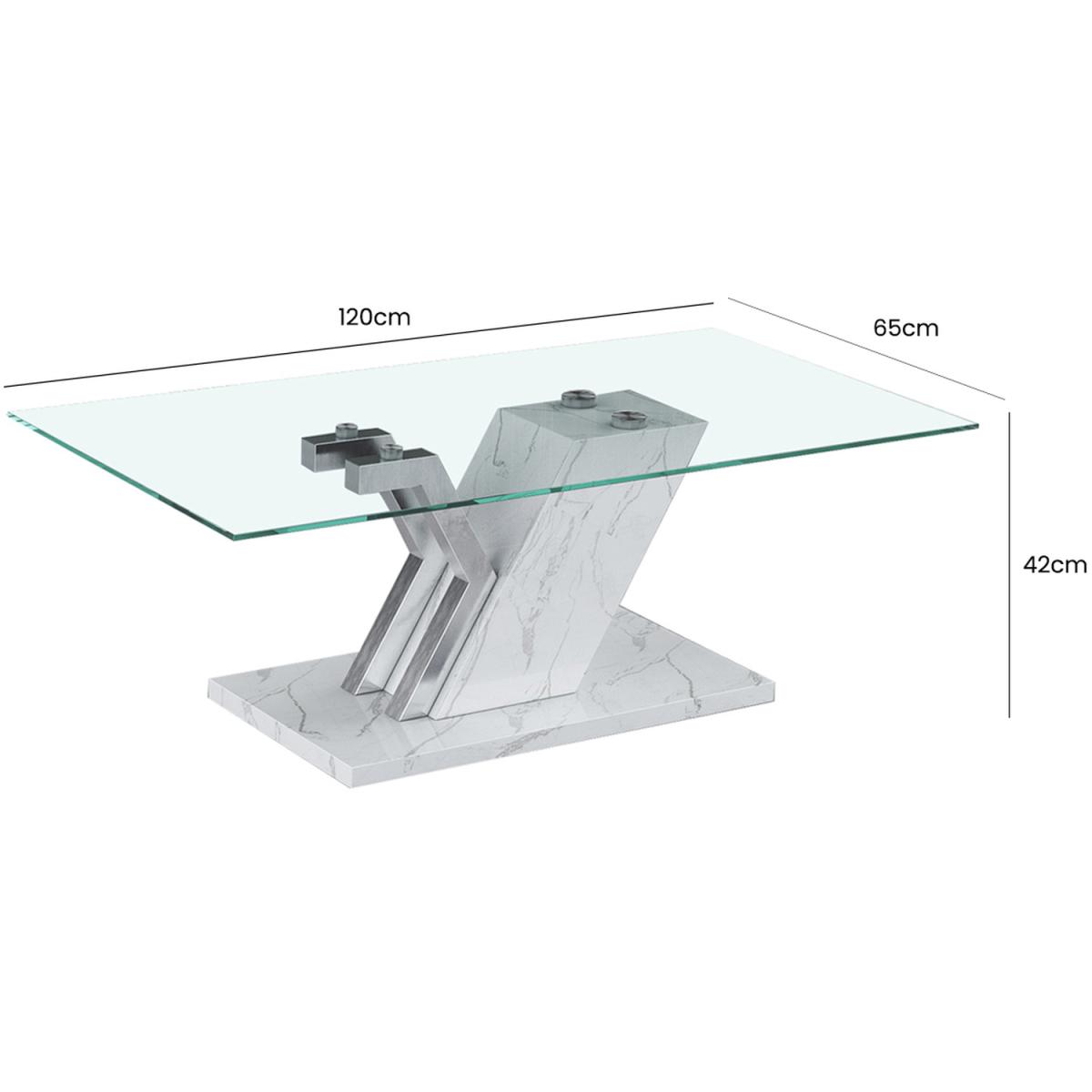 Coffee Table for Living Room Furniture, Glass top Centre Table - white – image 4