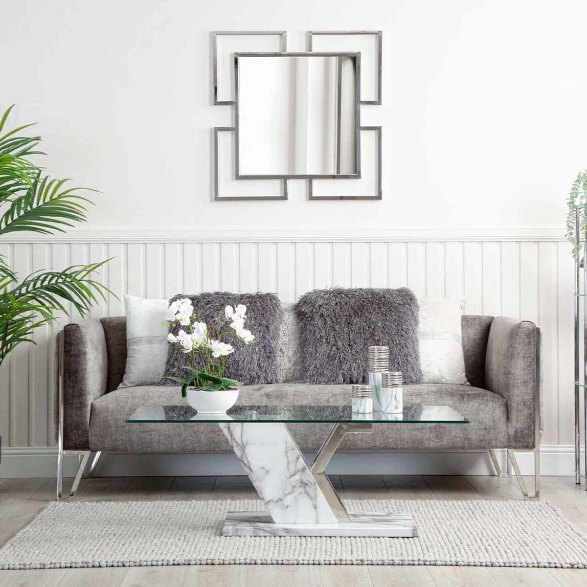 Coffee Table for Living Room Furniture, Glass top Centre Table - white – image 5
