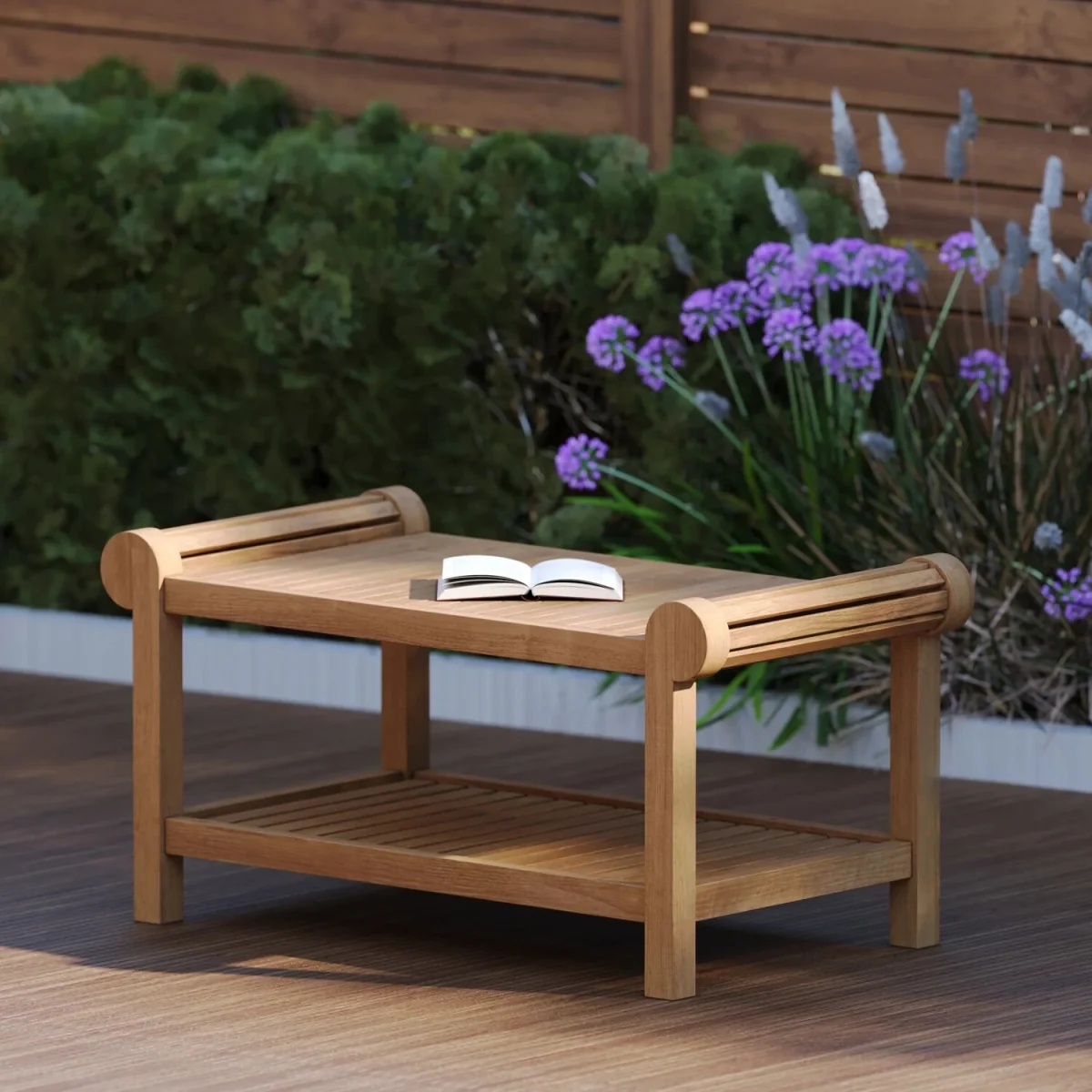 Lutyens Coffee Table - H 45cm x L 130cm - Natural Teak – image 2